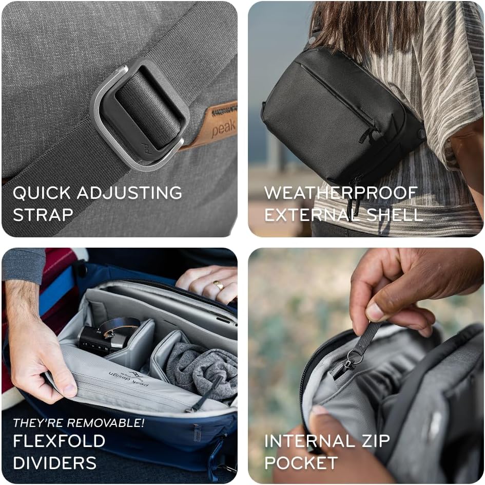 Peak Design Everyday Sling 6L, Kelp, Padded Adjustable Shoulder Strap for Crossbody or Waist Carry, FlexFold Dividers, Ideal for Carrying Cameras or Everyday Essentials, Sling Bag for Men and Women