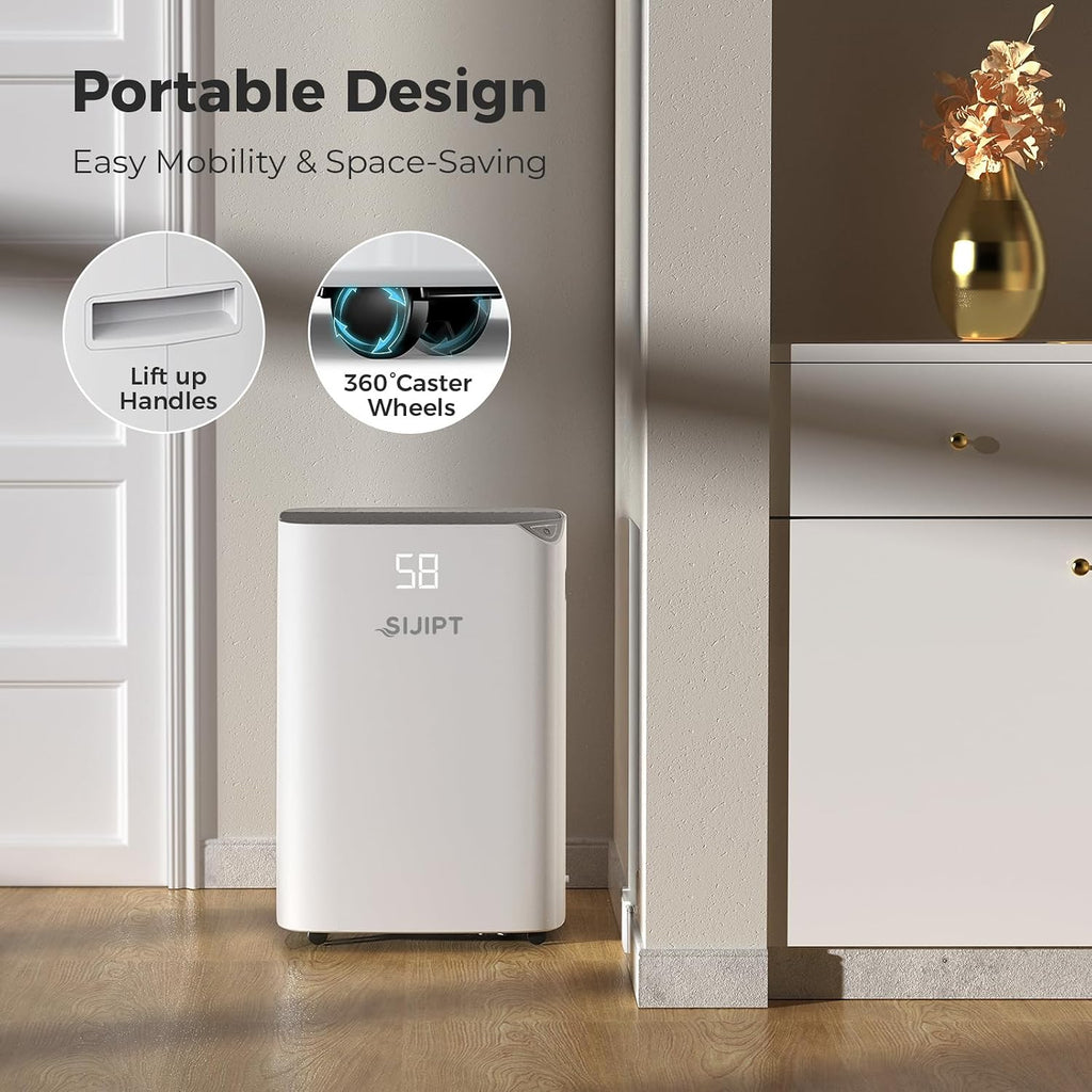 Dehumidifier for Basement, App-Controlled Dehumidifiers for Home with 6.56 Feet Drain Hose, 6000 Sq. Ft. Max 100 Pints Large Dehumidifier with Adjustable Humidity Control, Auto Shutoff, Auto Defrost