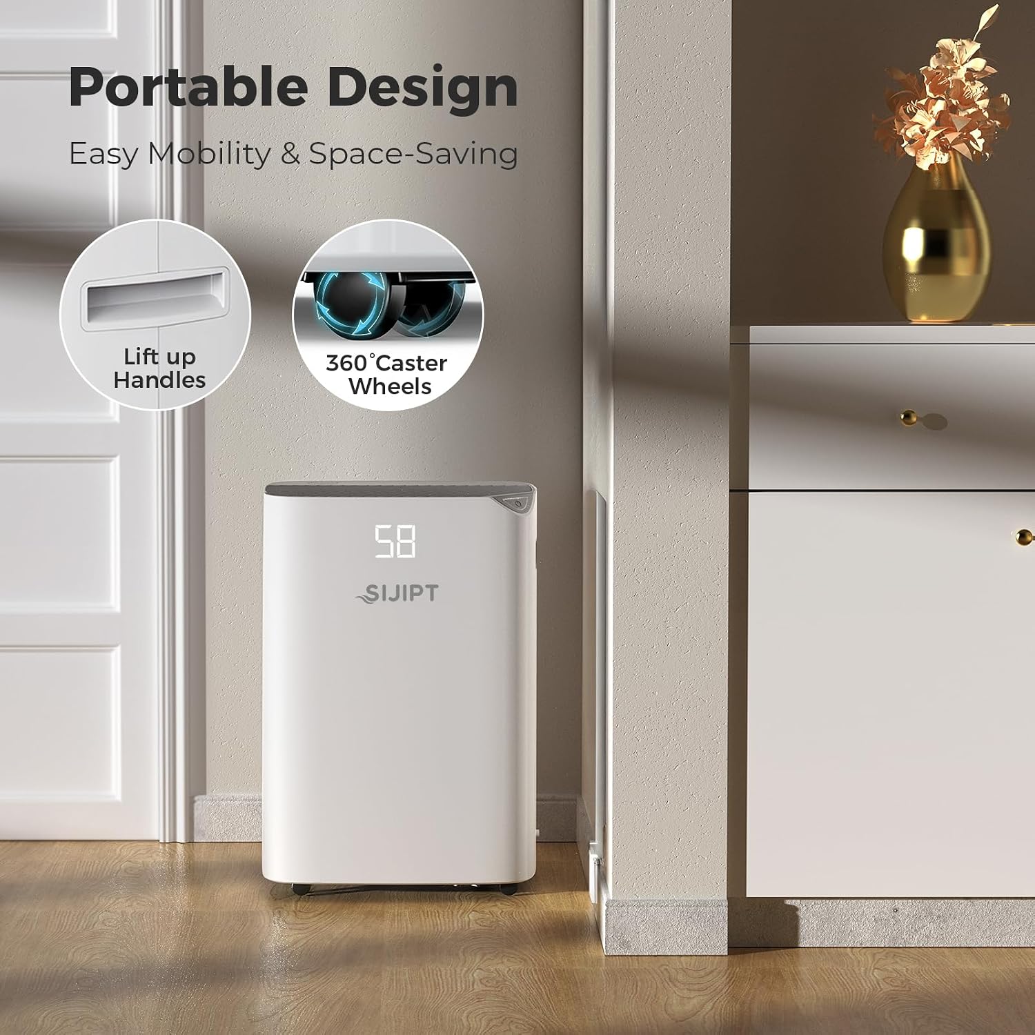 Dehumidifier for Basement, App-Controlled Dehumidifiers for Home with 6.56 Feet Drain Hose, 6000 Sq. Ft. Max 100 Pints Large Dehumidifier with Adjustable Humidity Control, Auto Shutoff, Auto Defrost