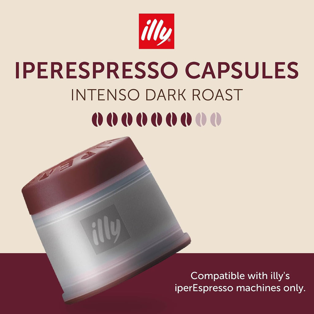 illy Coffee IperEspresso Capsules, Intenso Dark Roast Coffee Pods, 100% Arabica, Premium Italian Blend, 18 Count, 6 Pack