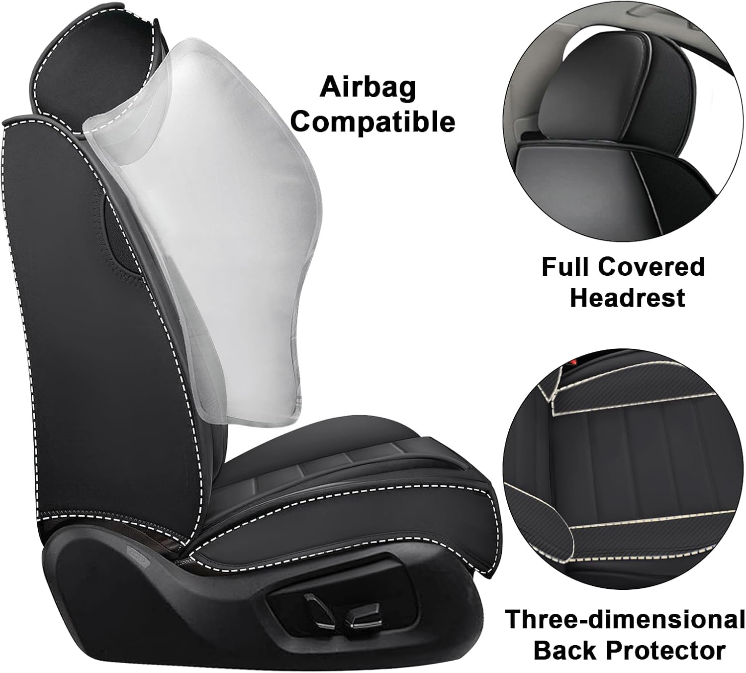 2 Seat Covers for Infiniti QX80 2000-2026 Breathable Car Seat Covers,Anti-Slip Waterproof Car Seat Protectors with Airbag,Automotive Vehicle Cushion with Storage Pockets (Standard,Black)