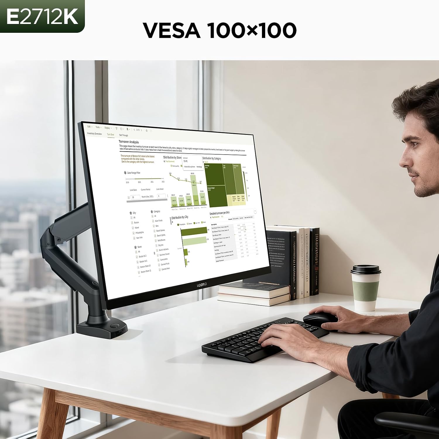 KOORUI 27 Inch Gaming Office Monitor 144Hz VA Display 4000:1 Contrast Ratio, FreeSync FHD 1080P, Eye Care TÜV Rheinland Certified, Slim Bezels, HDMI VGA Ports, Ergonomic Tilt, VESA Mount, Black
