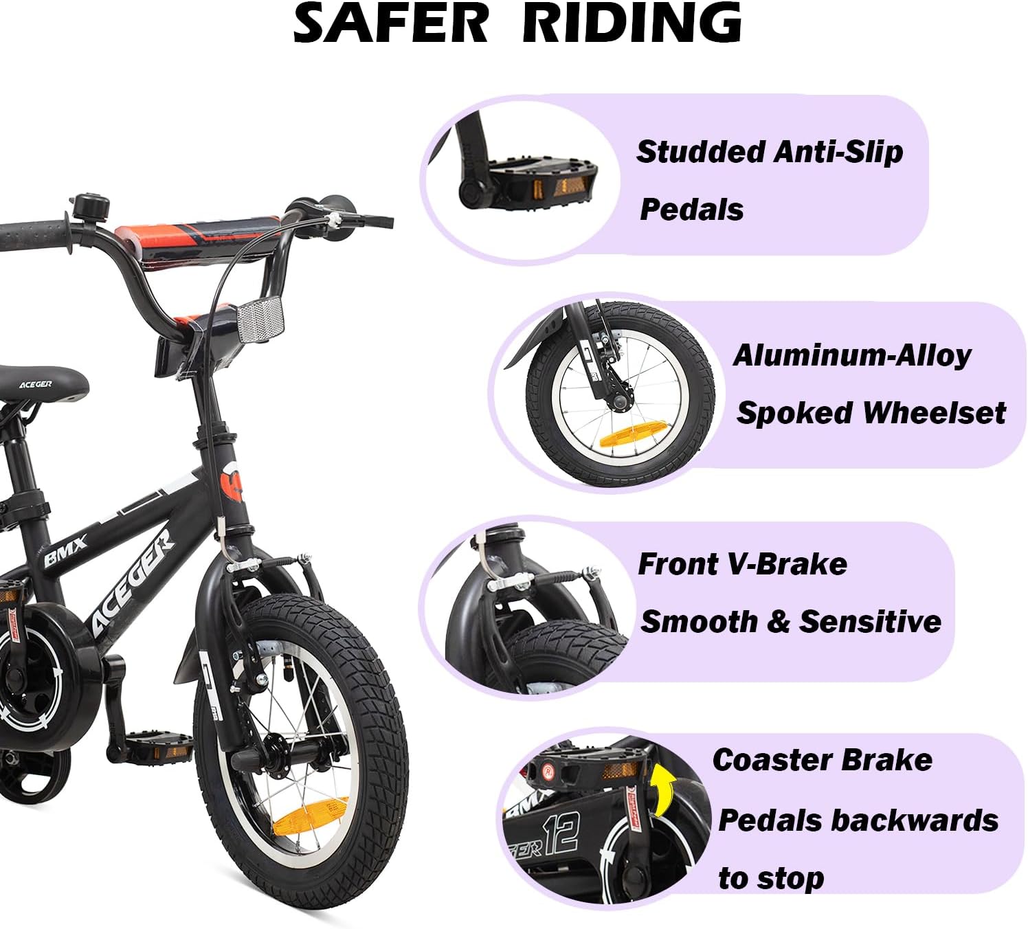 ACEGER Kids Bike for Ages 2-12 Years Old Boys Girls and Toddler, 12 14 16 18 Inch Children Bicycle with Training Wheels, 20 Inch Bike with Kickstand, Multiple Colors.