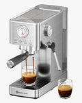 Maestri House Espresso Machines 20 Bar ULKA Pump, Compact Espresso Maker Built-in Flow Meter Steam Milk Frother, 43oz Removable Water Tank Stainless Steel Coffee Machine for Cappuccino (Sliver)
