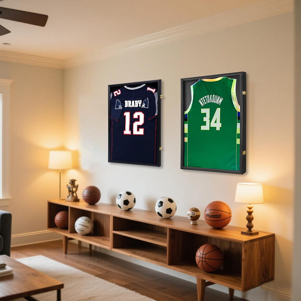 IHEIPYE Jersey Frame Display Case 4 Pack - Large Sport Jersey Shadow Box with UV Protection Acrylic for Baseball, Basketball, Football, Soccer, Hockey, Shirt and Uniform