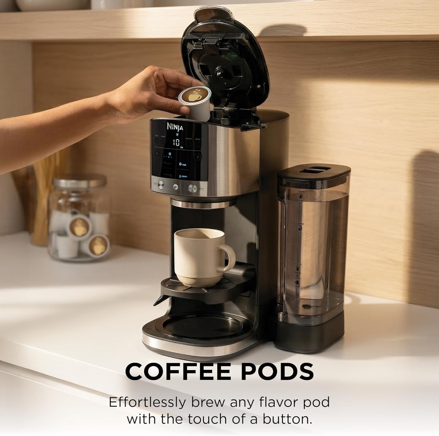 Ninja DualBrew Coffee Maker | Brew Coffee Grounds & Pods | Brew Classic, Rich, Over Ice, & Cold Brew | Brew Single-Serve Cup to Full 12-Cup Carafe | Stainless Steel | GP161