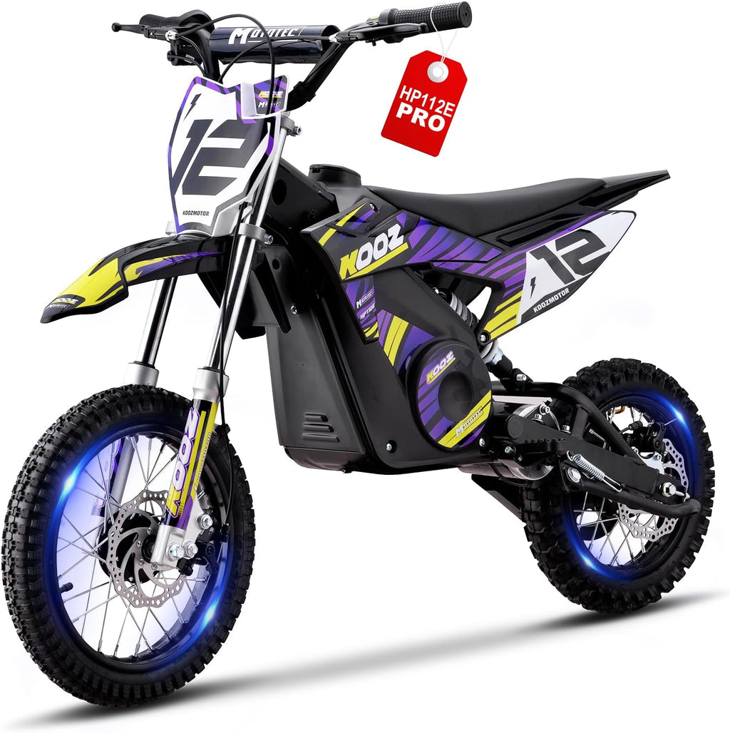 KOOZ HP112E PRO 36V 1000W Electric Dirt Bike for Kids, 3 Speed Modes Teen Electric Motorcycle Up to 20.6 MPH& 19 Miles Long-Range, Dual Suspension & Disc Brake, 16' Sturdy Tire