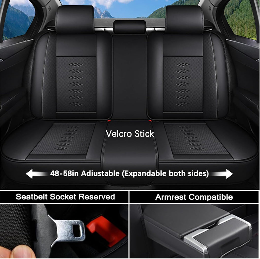 Leather Seat Covers for Toyota Land Cruiser 2000-2024,Premium Car Seat Covers Full Set,Waterproof Car Seat Protectors with Airbag,Comfort Interior Cover Seats for Cars(Black)