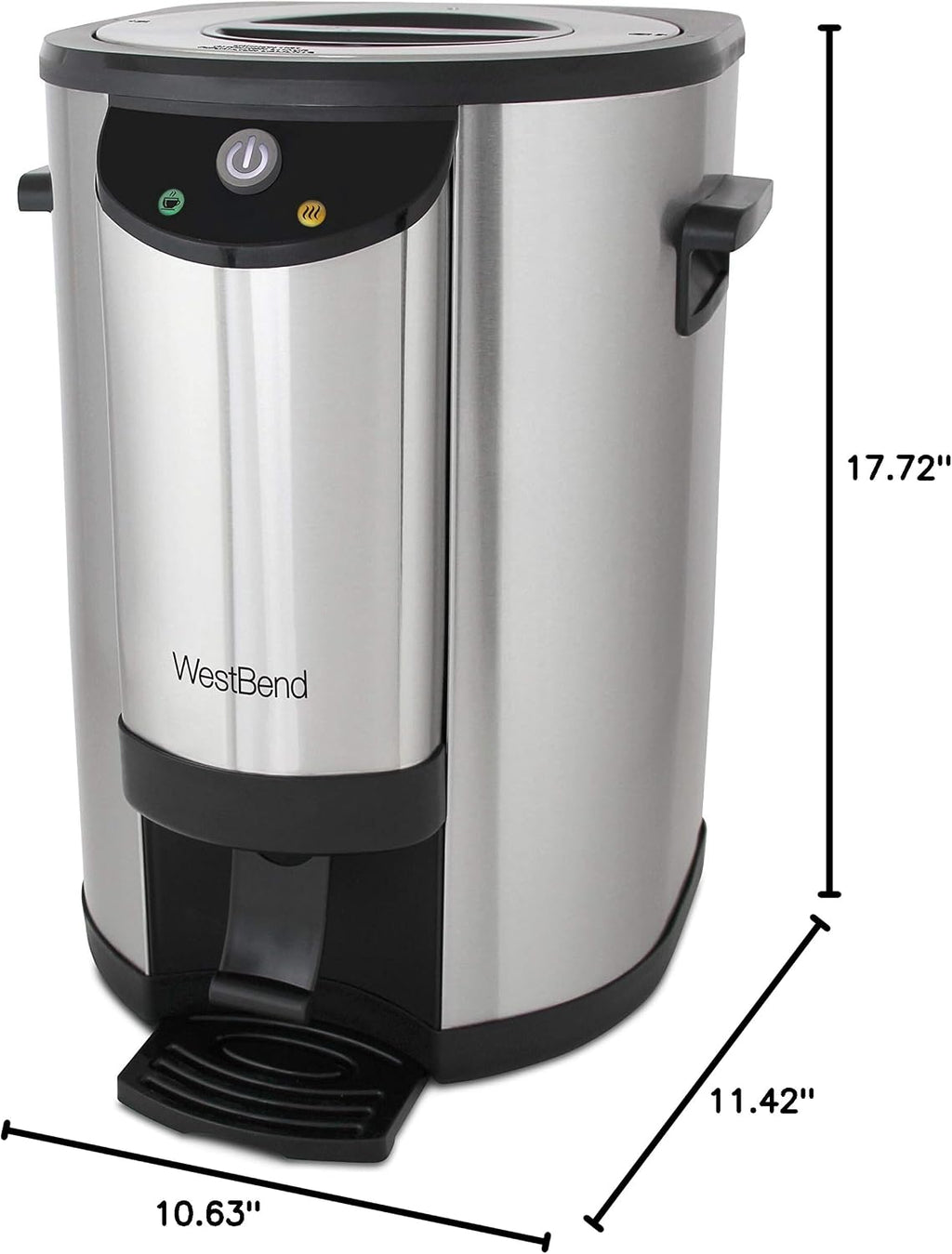 West Bend 57042 Coffee Urn Double Walled Stainless Steel Features Automatic Temperature Control Large Capacity with Fast Brewing and Easy Clean Up NSF Certified, 42-Cup, Silver