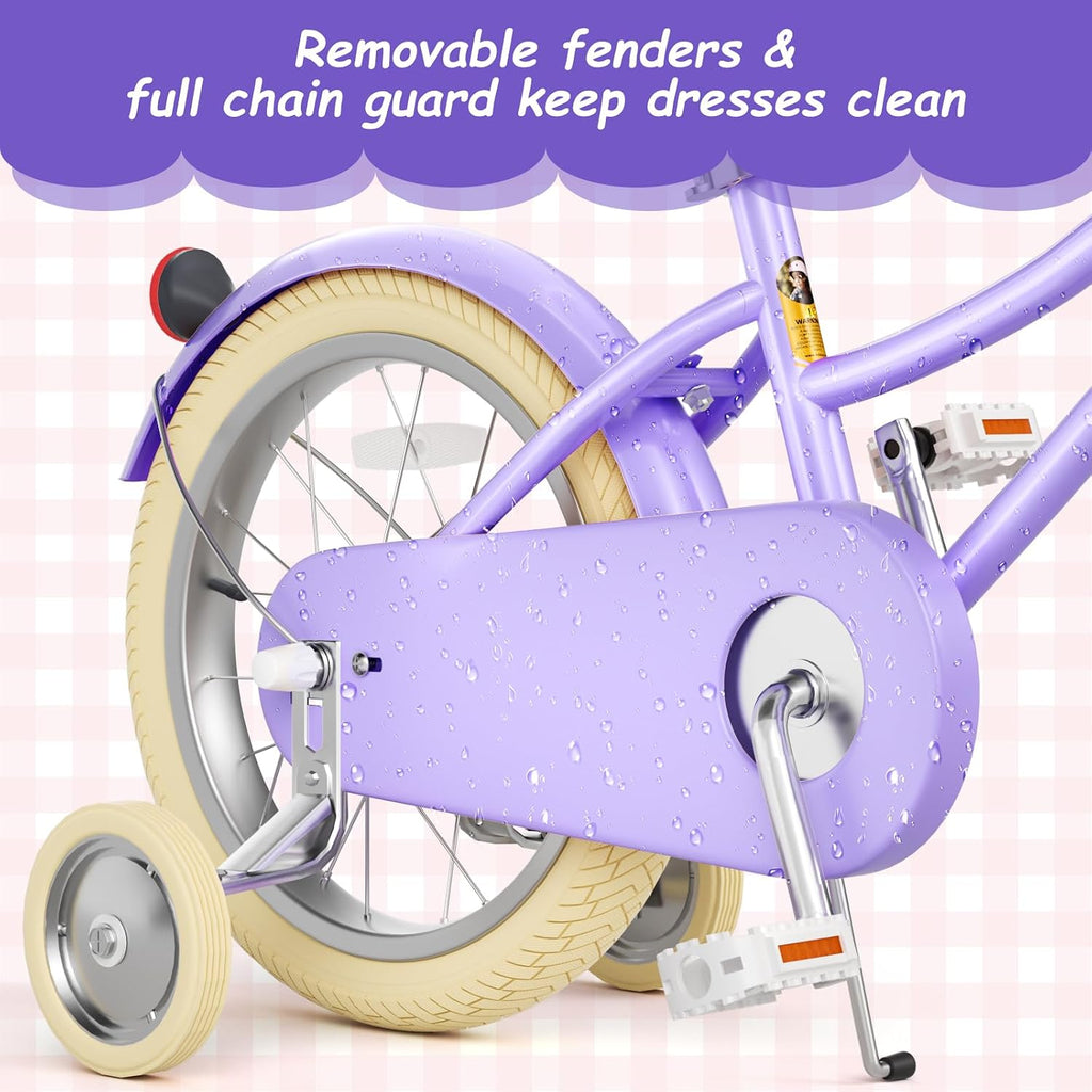 67i Girls Bike with Training Wheels 12/14/16/20 Inch, Toddler Girl Bicycle for Ages 3-12, Bicicleta para Niñas with Basket, Bell, Adjustable Seat & Handlebar, Padded Seat, Chain Guard