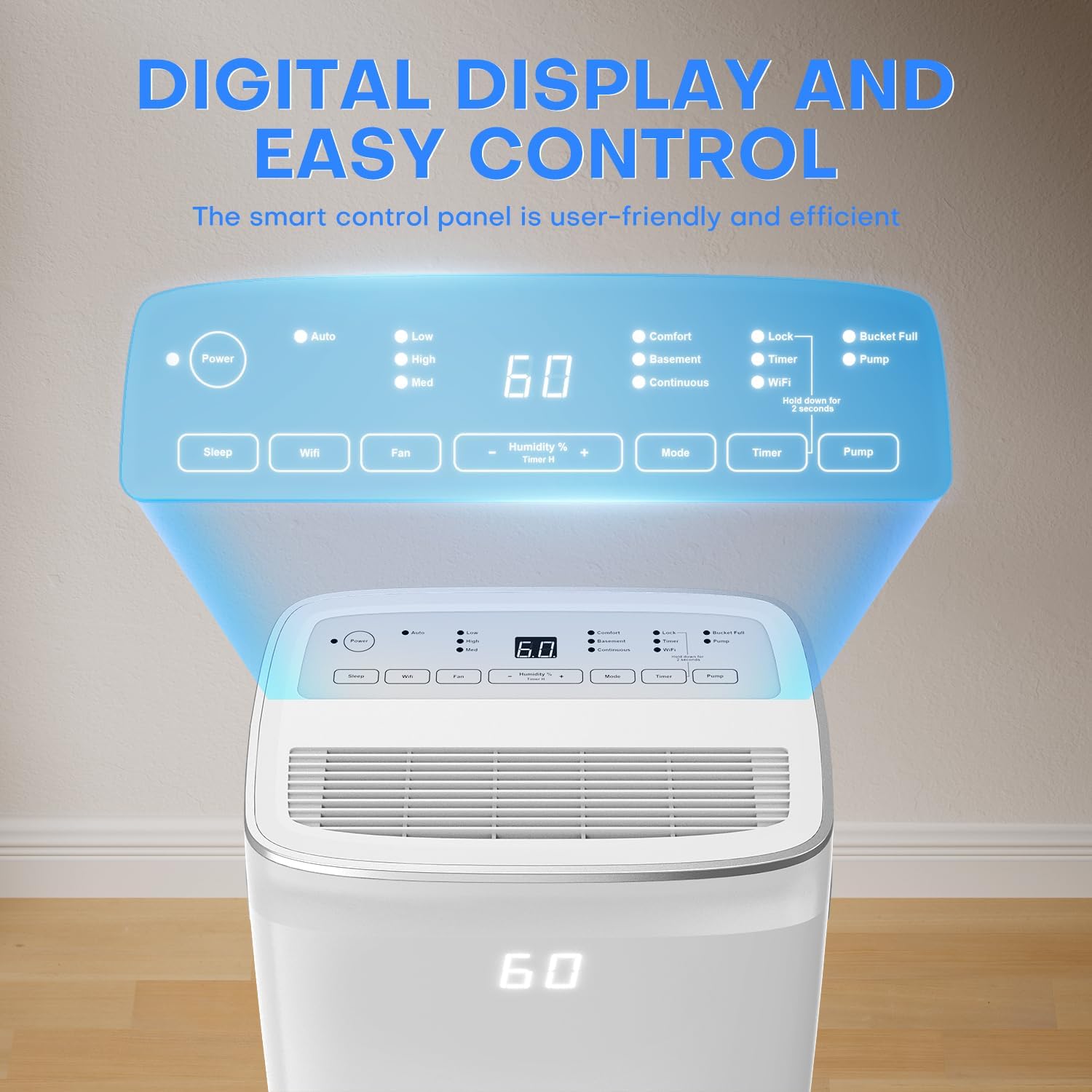 4,500 Sq.Ft Dehumidifier for Basement, Max 80 Pint/Day (Standard 60 Pint/Day) Smart WiFi Dehumidifier with Pump Drain Hose & Auto Humidity Control, Large Dehumidifiers for Home, RV, Bathroom, Bedroom