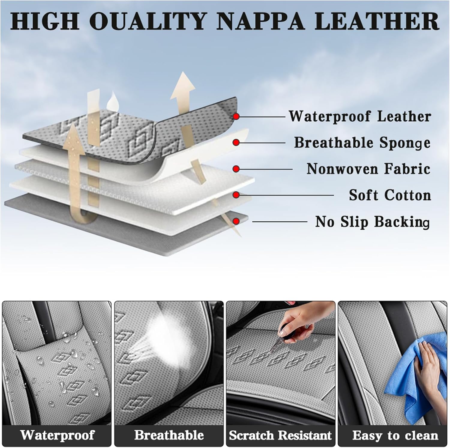 Leather Seat Covers for Lexus TX 500h 2024 2025,Car Seat Covers Front Set,Waterproof Car Seat Protectors with Airbag,Comfort Interior Cover Seats for Cars(Black+Grey,Pillows)