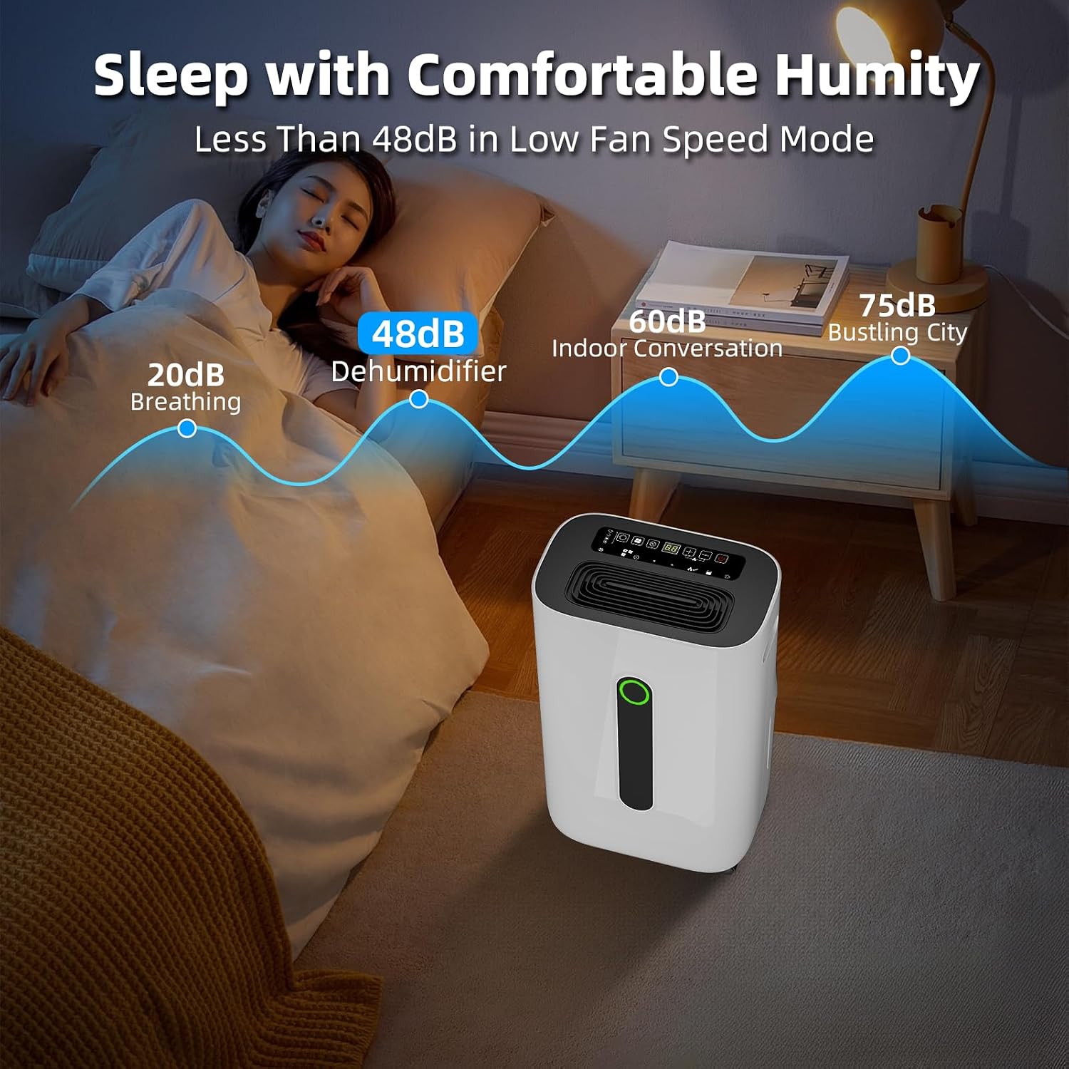 5,000 Sq.Ft 2025 Dehumidifier 80 Pint/Day Dehumidifier for Basement, Bedroom, Home, Bathroom, Smart Compressor Dehumidifier with Drain Hose, Intelligent Humidistat 24H Timer,Child Lock,Defrost,Silent