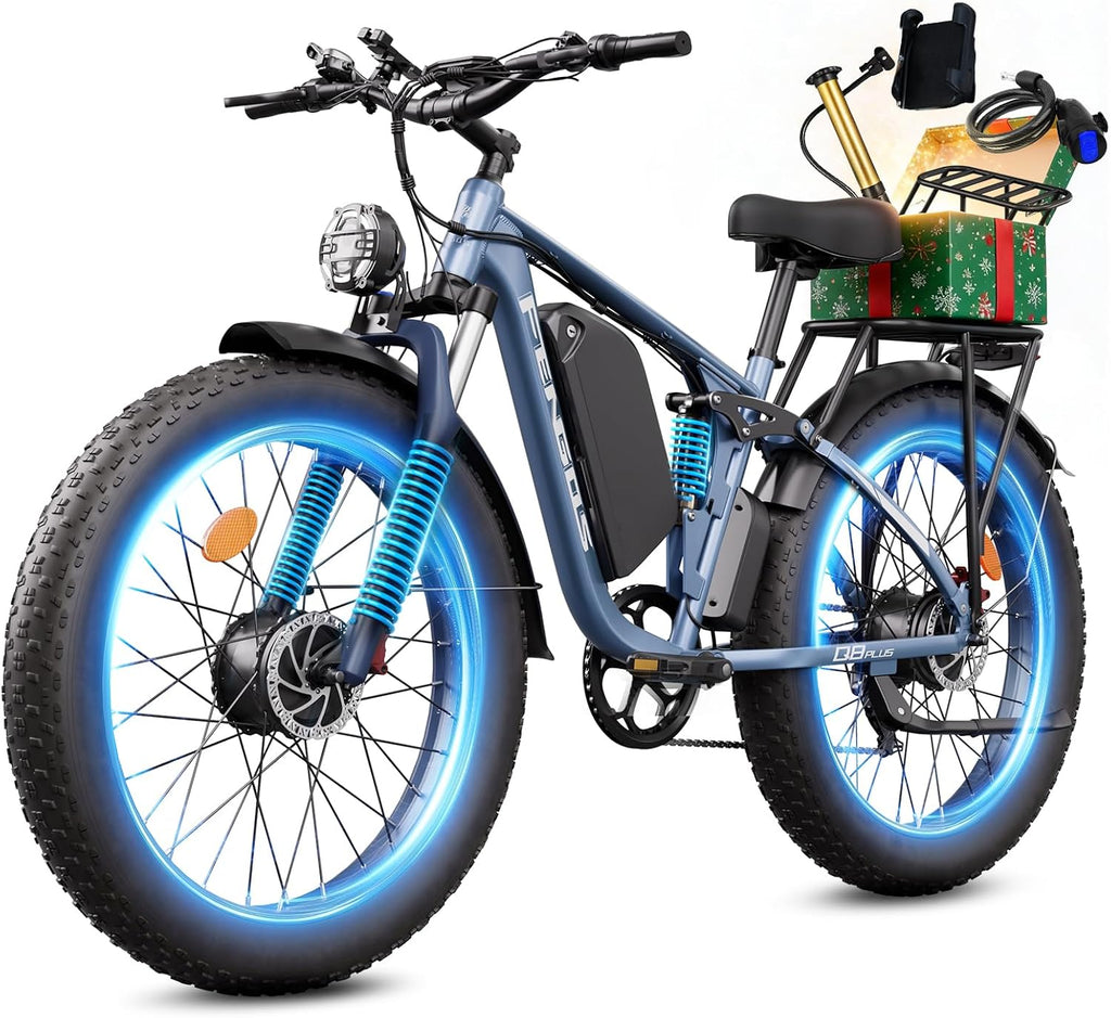 5000W Electric Bike for Adults, 45MPH Dual Motor Ebike 52V 23AH 1196WH E Bike 100 Miles Long Range Bicycle Full Suspension 26' Fat Tire Off Road for Men Dual Hydraulic Disc Brake Ebike