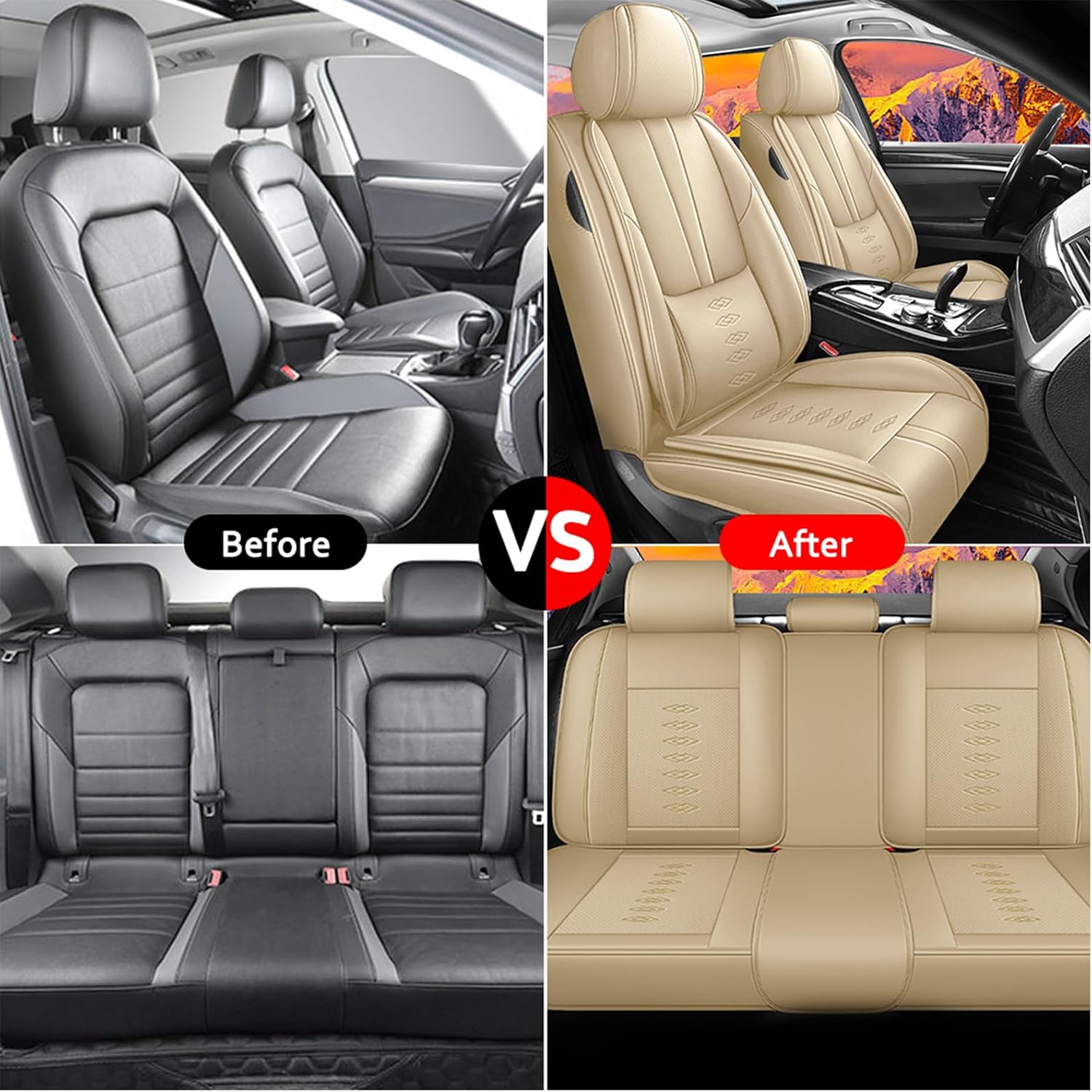 Leather Seat Covers for Mazda CX-50 Hybrid 2025,Premium Car Seat Covers Full Set,Waterproof Car Seat Protectors with Airbag,Comfort Interior Cover Seats for Cars(Beige)