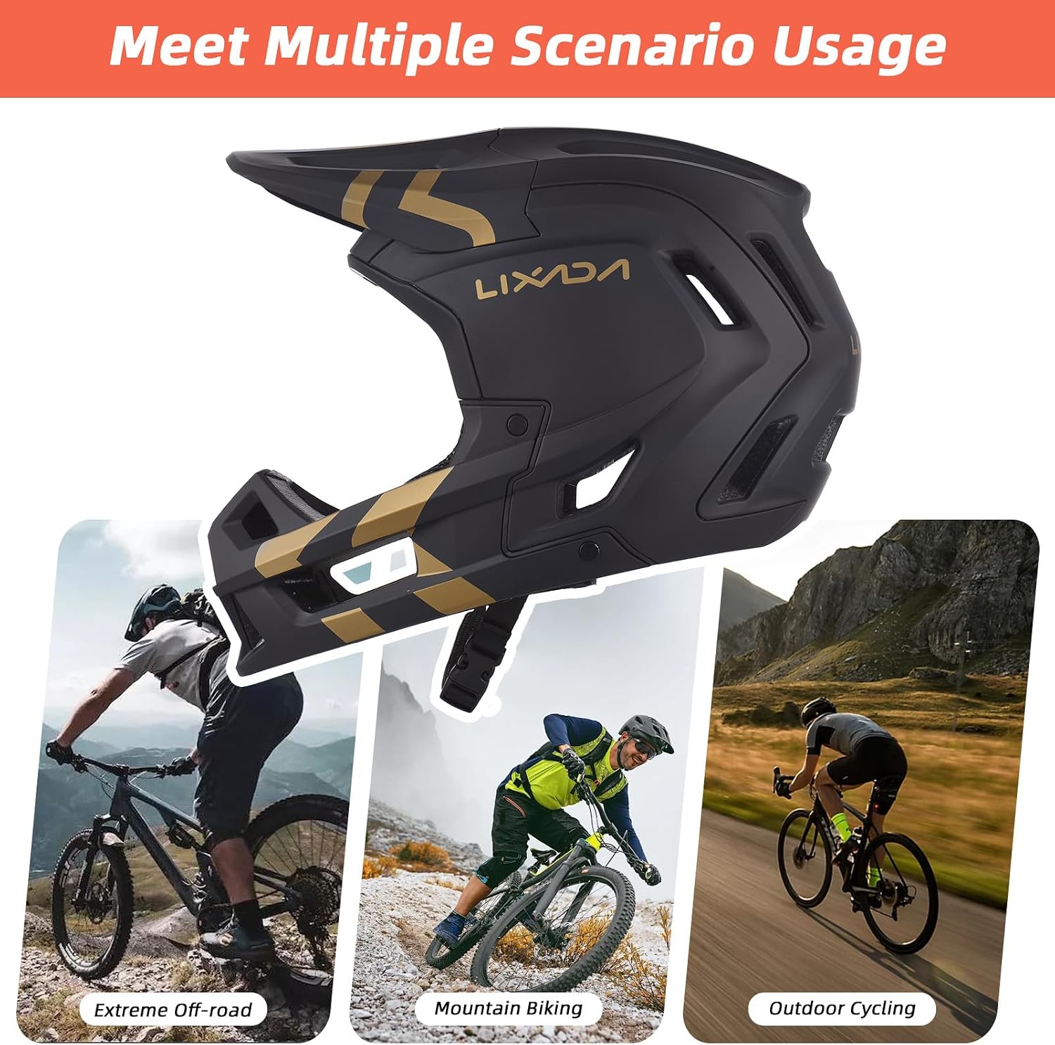 Lixada Adult Bike Helmet Full Face Mountain Bike Helmet Lightweight Bicycle Helmet Adult Cycling Helmet for Men Women 59-62CM
