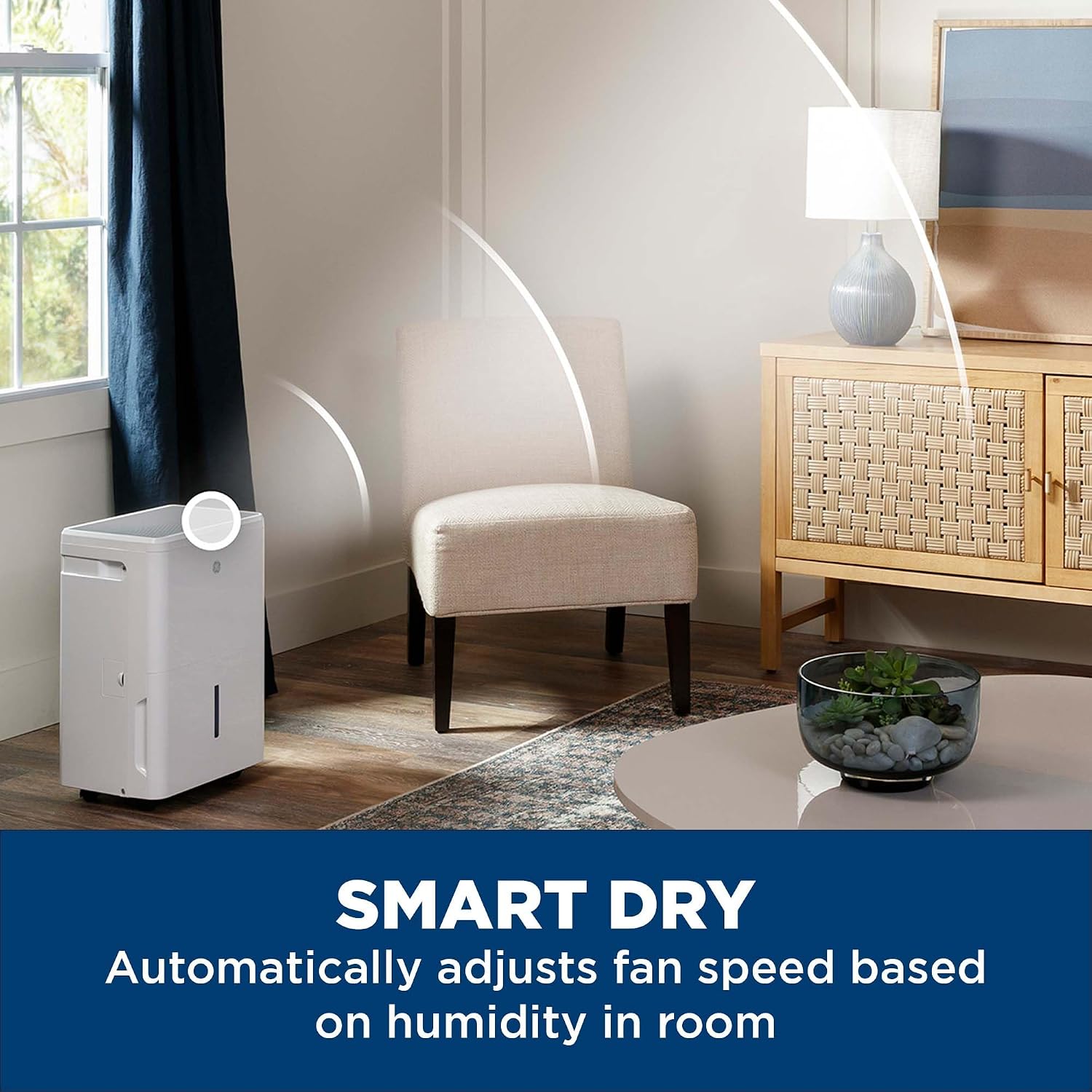 GE Energy Star Portable Dehumidifier for Basement, Bedroom, Bathroom, Closet or Small Rooms up to 1500 Sq Ft, 22 Pint with Removable Bucket and Continuous Drain Connect for Auto or Manual Drainage
