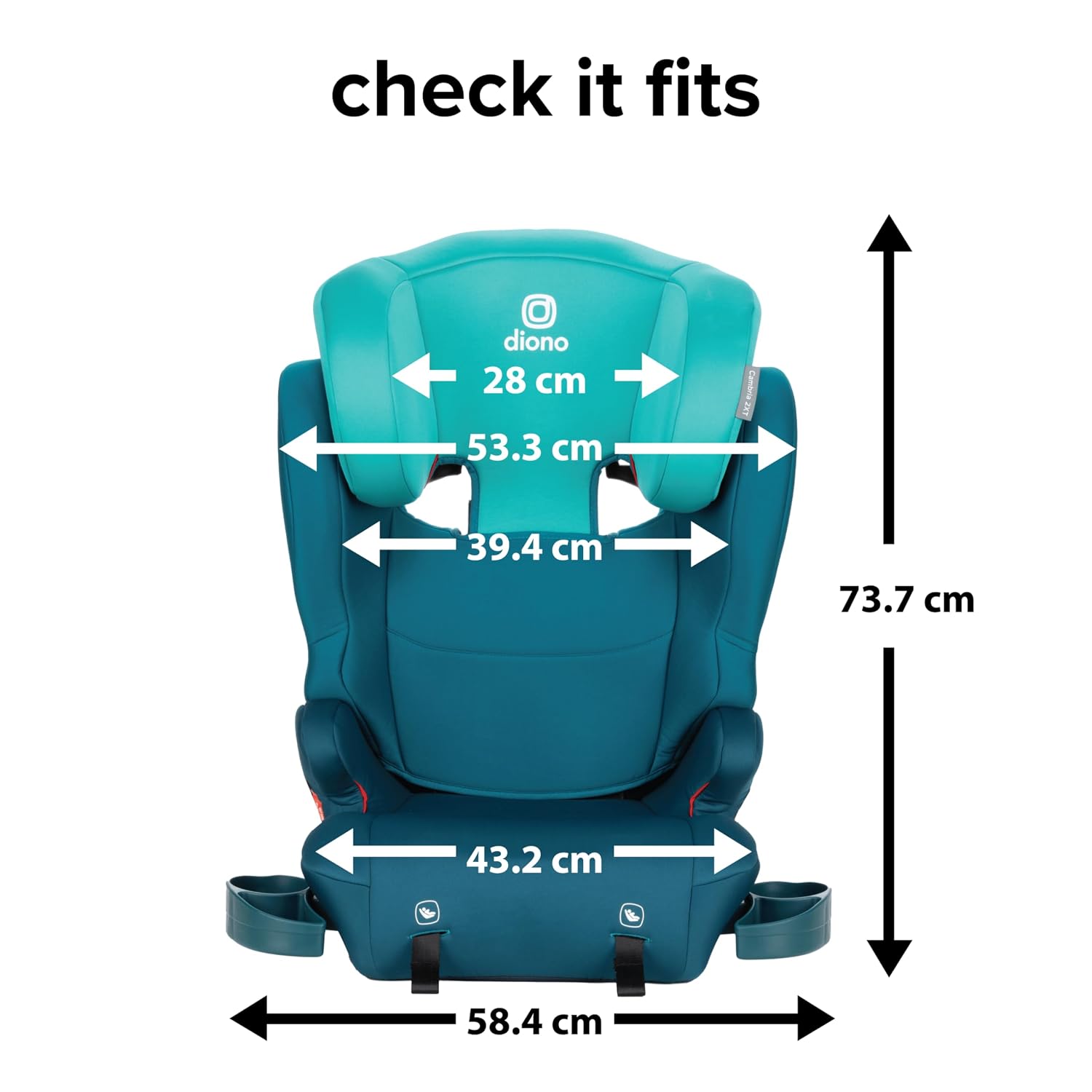 Diono Cambria 2XT XL, Dual Latch Connectors, 2-in-1 Belt Positioning Booster Seat, High-Back to Backless Booster with Space and Room to Grow, 8 Years 1 Booster Seat, Blue Razz Ice