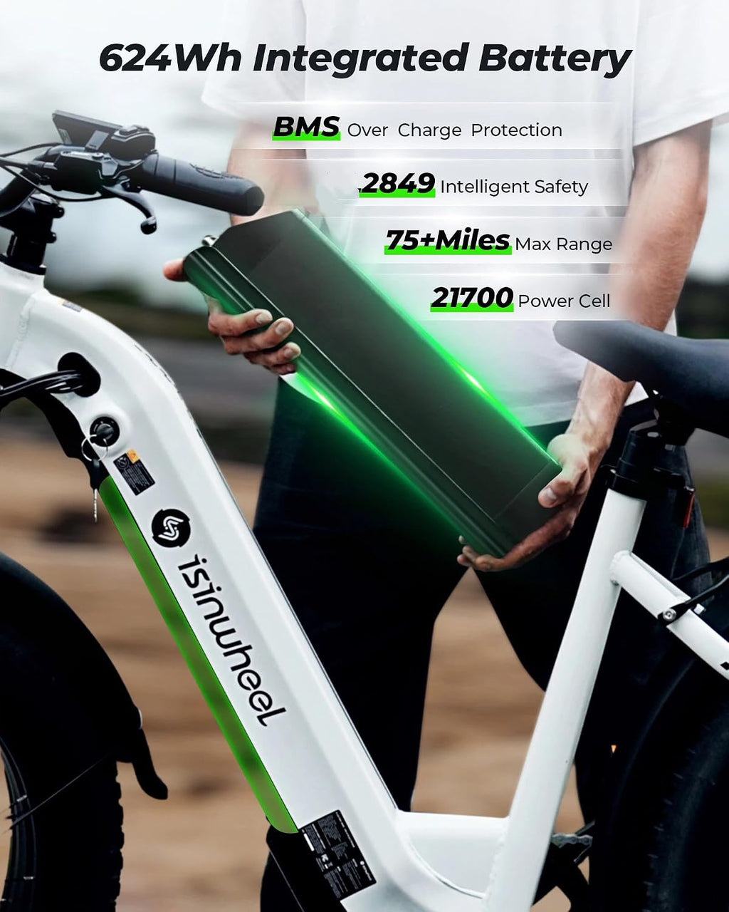 isinwheel Electric Bike for Adults,1500W Peak Motor Hydraulic Brake Electric Dirt Bike, 28MPH 105Miles (PAS) Ebikes for Adults with 48V 13AH/18AH Battery,26' Step-Thru Fat Tire Full Suspension EBike