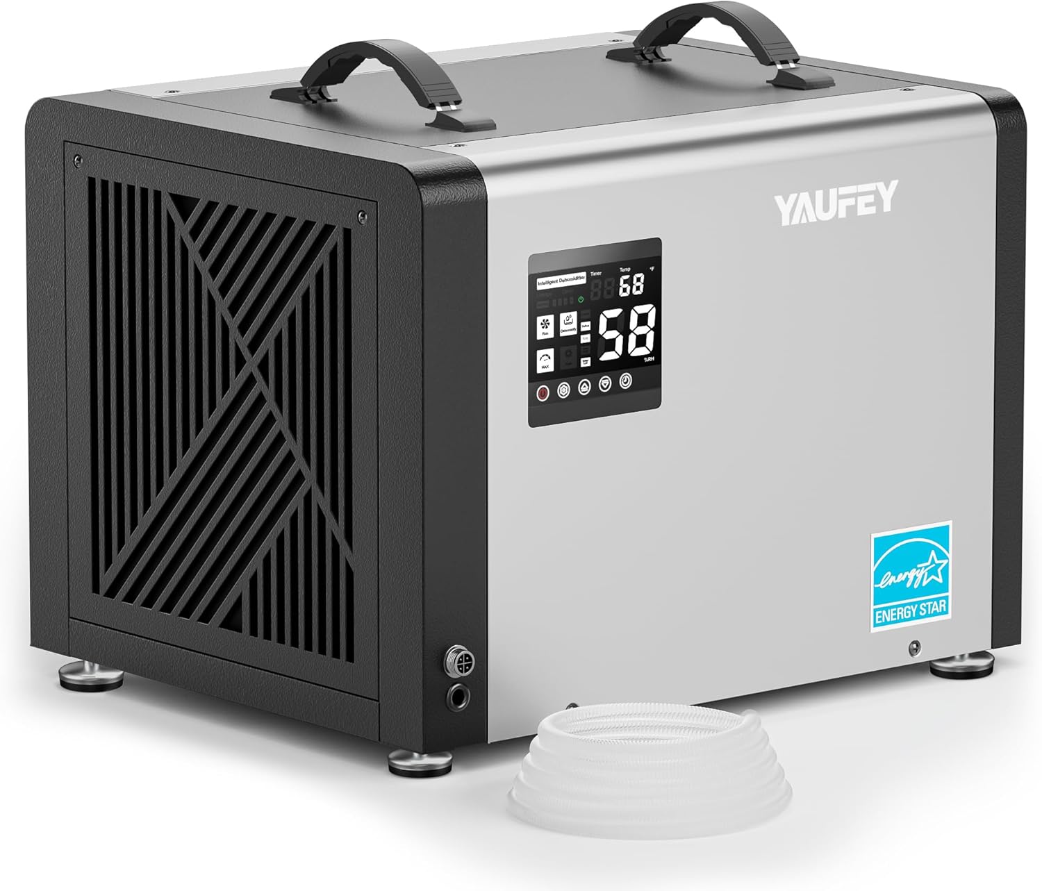Yaufey 70 Pints Energy Star Commercial Dehumidifier with Pump for 5000 Sq. Ft. Crawl Space, Basement, Industrial, 10-90% RH Humidity Control, 24/7 Continuous Drainage, TUV Certified, 5-Year Coverage