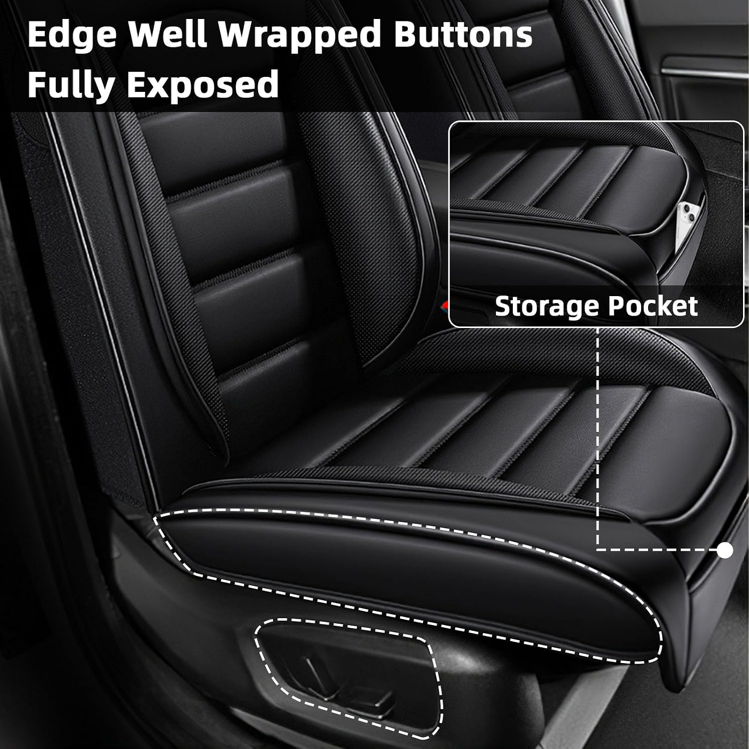 Car Seat Cover Fit for Dodge Charger 2006-2024,Compatible Airbag Non-Slip Waterproof Seat Cover,Car Seat Protector Premium Interior (Standard 2 Seats,Classic Black)