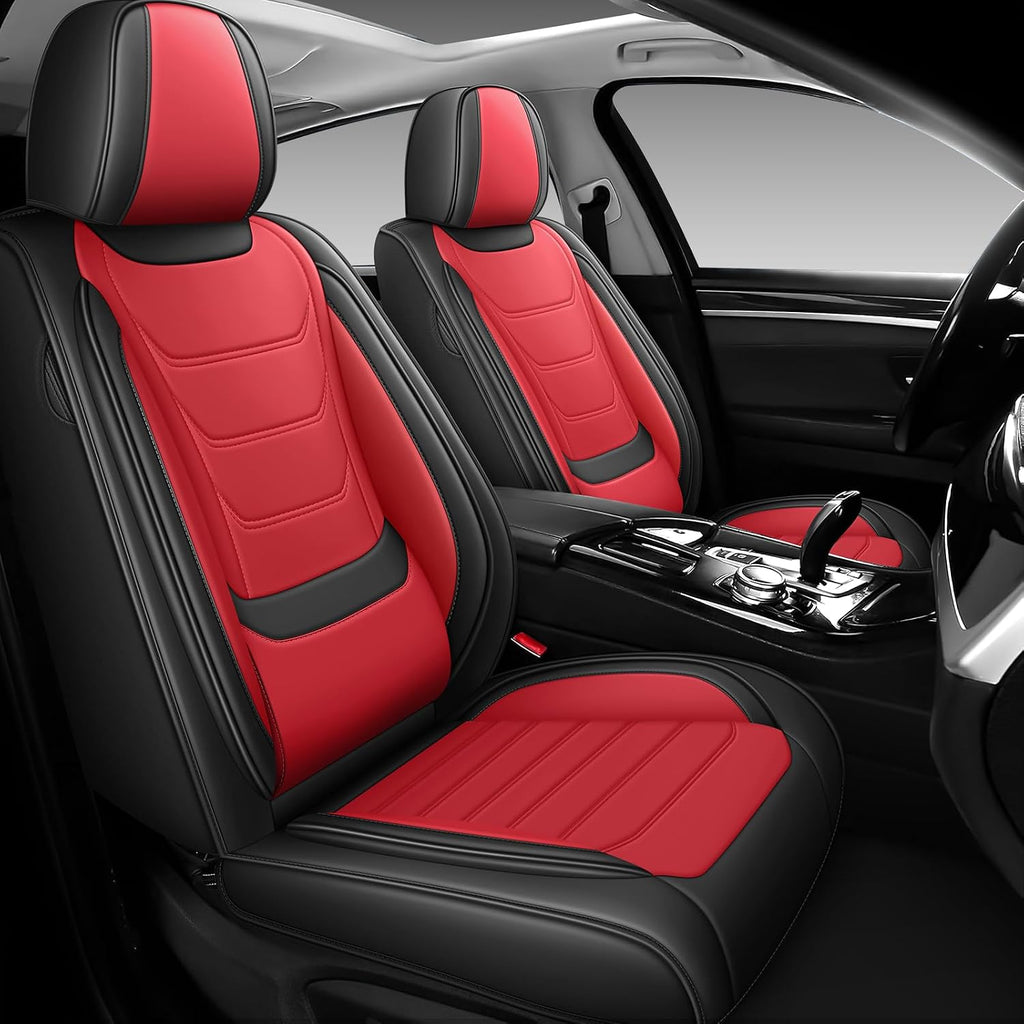DHAEY Car Seat Covers for Buick Encore GX 2020-2026, Family Seat Covers, Nappa Leather, Wear-Resistant, Anti-Slip, Waterproof, 5PCS Full Set, Black Red