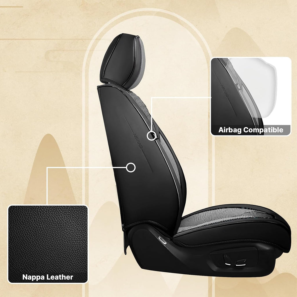 Fit for Ford Explorer 2000-2026 Seat Covers, Fashion Sport Seat Cover with Waterproof Leather, Airbag Safe Design Seat Protector (2 Front Seat Standard, Black Gray)