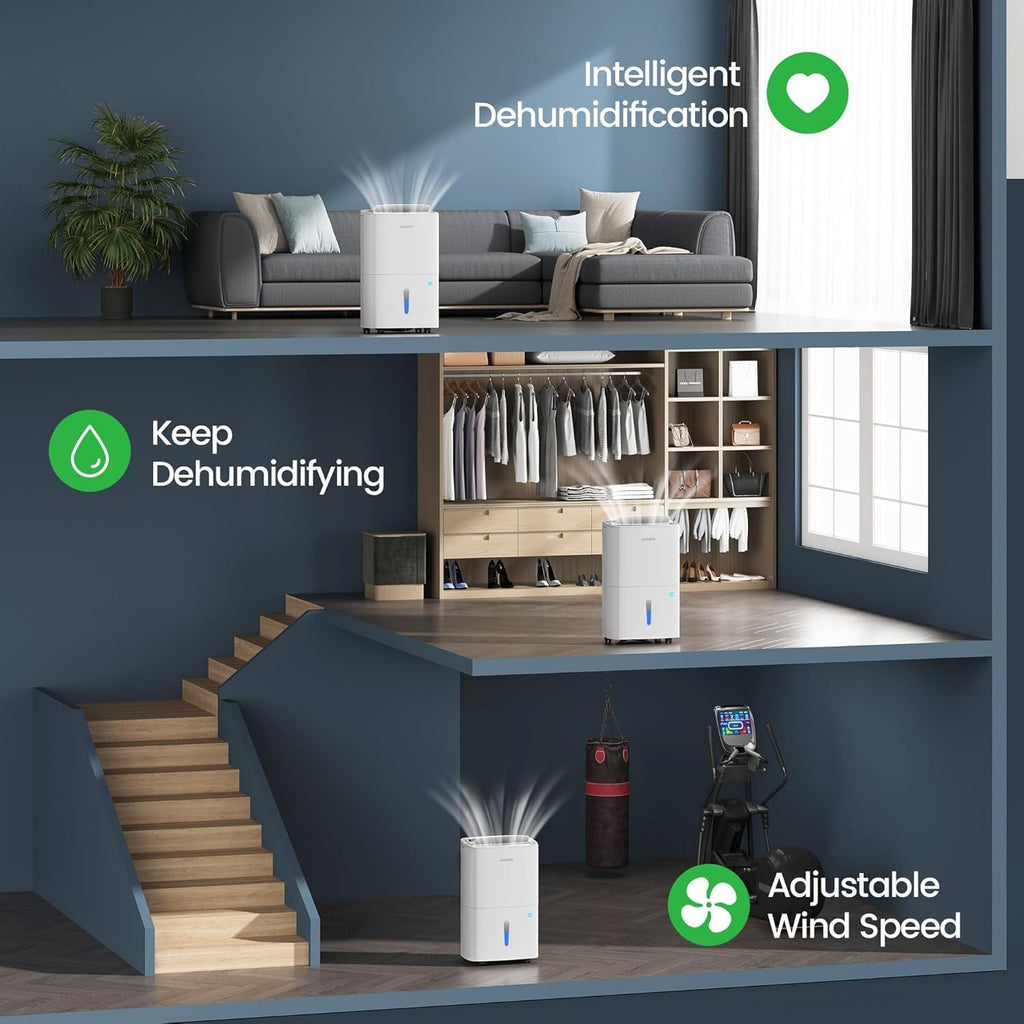 Waykar 120 Pints 2025 Energy Star Home Dehumidifier for Spaces up to 6,000 Sq. Ft, Ideal for Basement, Bathroom and Large Room with Drain Hose, Portable, Auto Defrost and Self-Drying