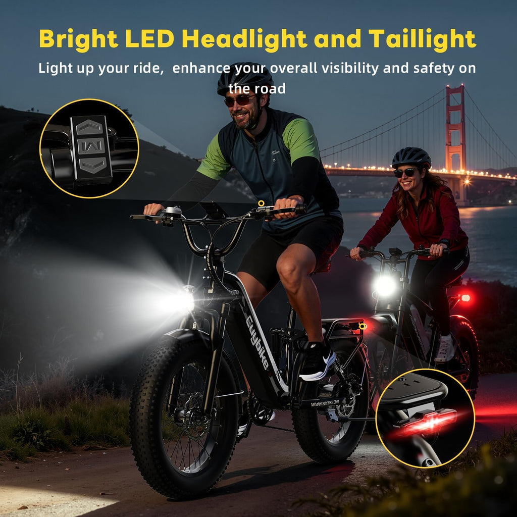 EUYBIKE Electric Bike for Adults 1400W Peak, 48V 20AH(960WH) Removable Battery, 20'x4' Fat Tire Full Suspension 80 Miles Range Step-Thru Hunting Ebike, 7-Speed Dual Brakes Electric Bicycle