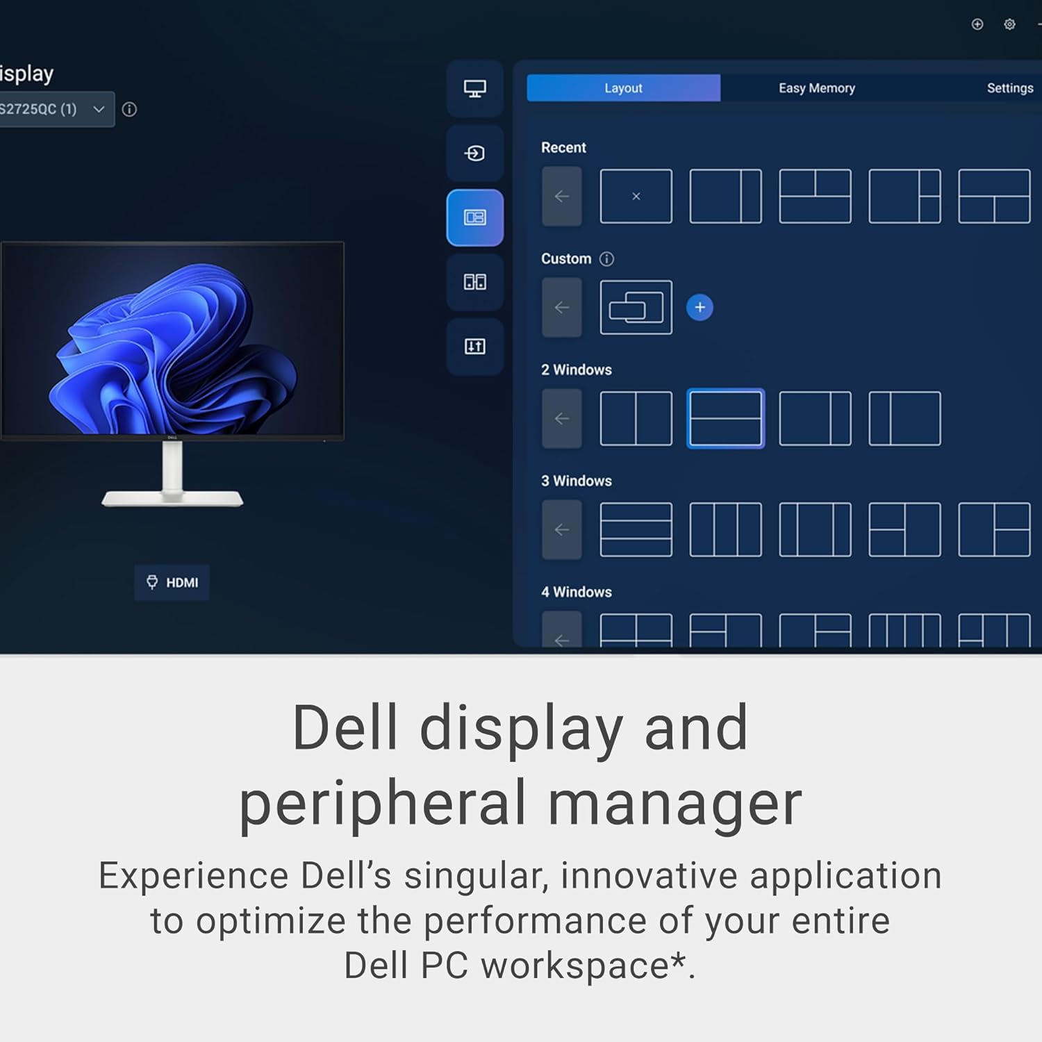Dell 27 Plus 4K USB-C Monitor - S2725QC - 27-inch 4K (3840 x 2160) 120Hz 16:9 Display, AMD FreeSync Premium, sRGB 99%, Integrated Speakers, 1500:1 Contrast Ratio, Comfortview - Ash White