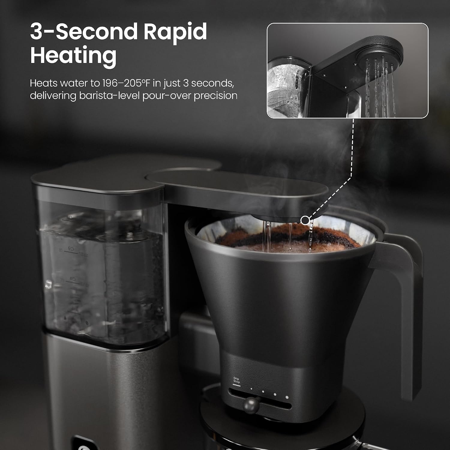 Kismile SCA-Certified 8 Cup Drip Coffee Maker, Pour Over Coffee Machine with 3s Instant Heat 197–205℉, Adjustable Flow Control, Removable Water Tank, Deep Cold Brew & 40 Min Keep Warm (Light Grey)