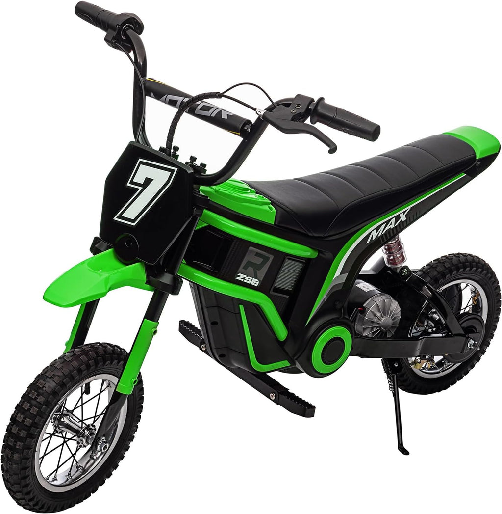 24V 350W Electric Dirt Bike for Kids – 3-Speed Modes, 14.29MPH Max Speed, ASTM-Certified Safe Motorcycle with Shockproof Suspension, Best Gift for Boys & Girls