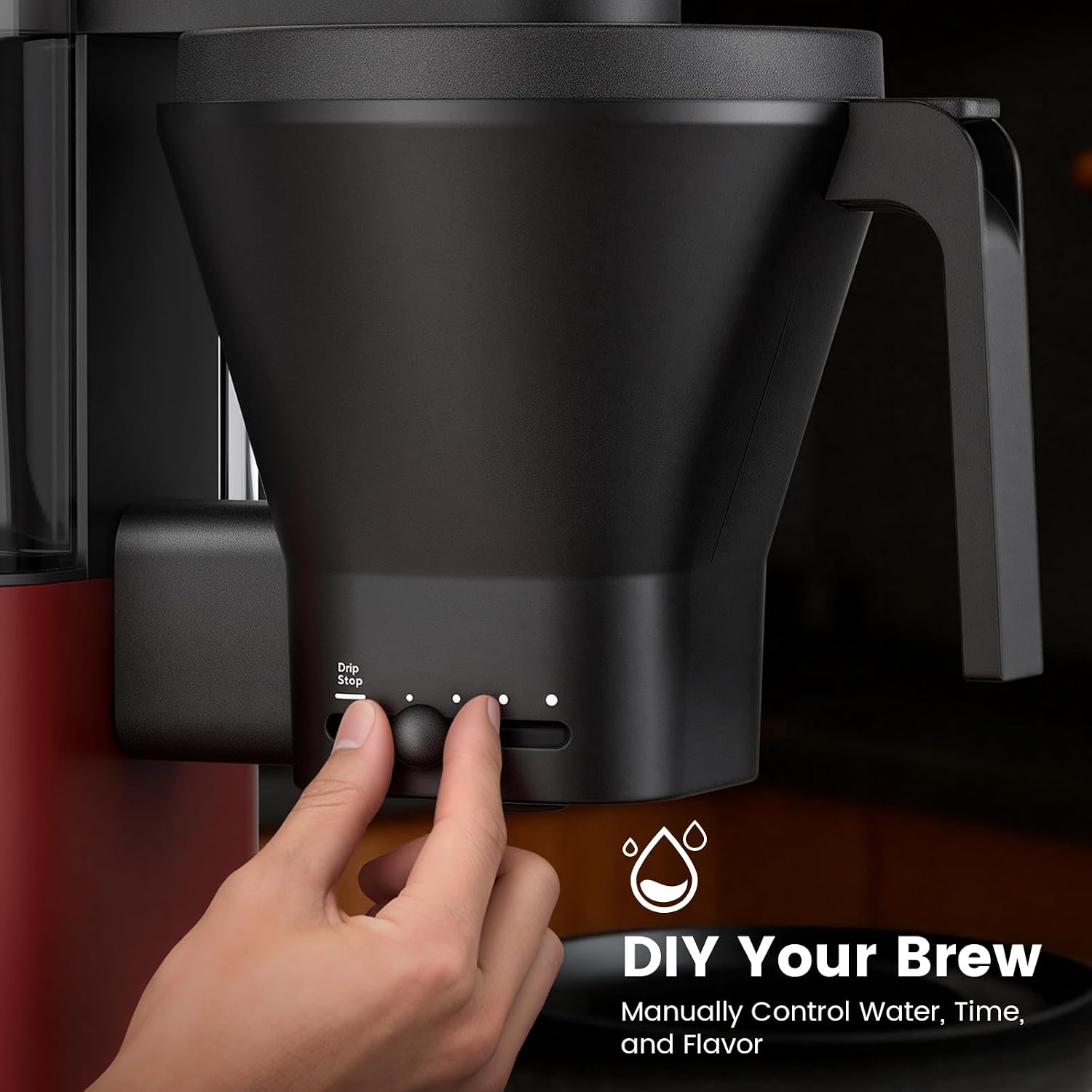 Kismile Drip Coffee Machine,SCA Certified Coffee Maker,Pour Over Coffee Brew with 3s Instant Heat 197-205℉, Adjustable Flow Control, Deep Cold Brew & Keep Warm 40 Min, Easy to Clean (Red)