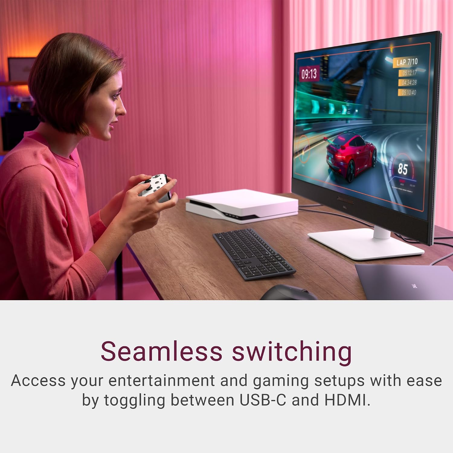 Dell 32 Plus 4K QD-OLED Monitor S3225QC - 31.6-inch (3840 x 2160) 120Hz 0.03ms Display, AI-Enhanced 3D Spatial Audio, Height/Tilt/Swivel/Slant Adjustment - Ash White