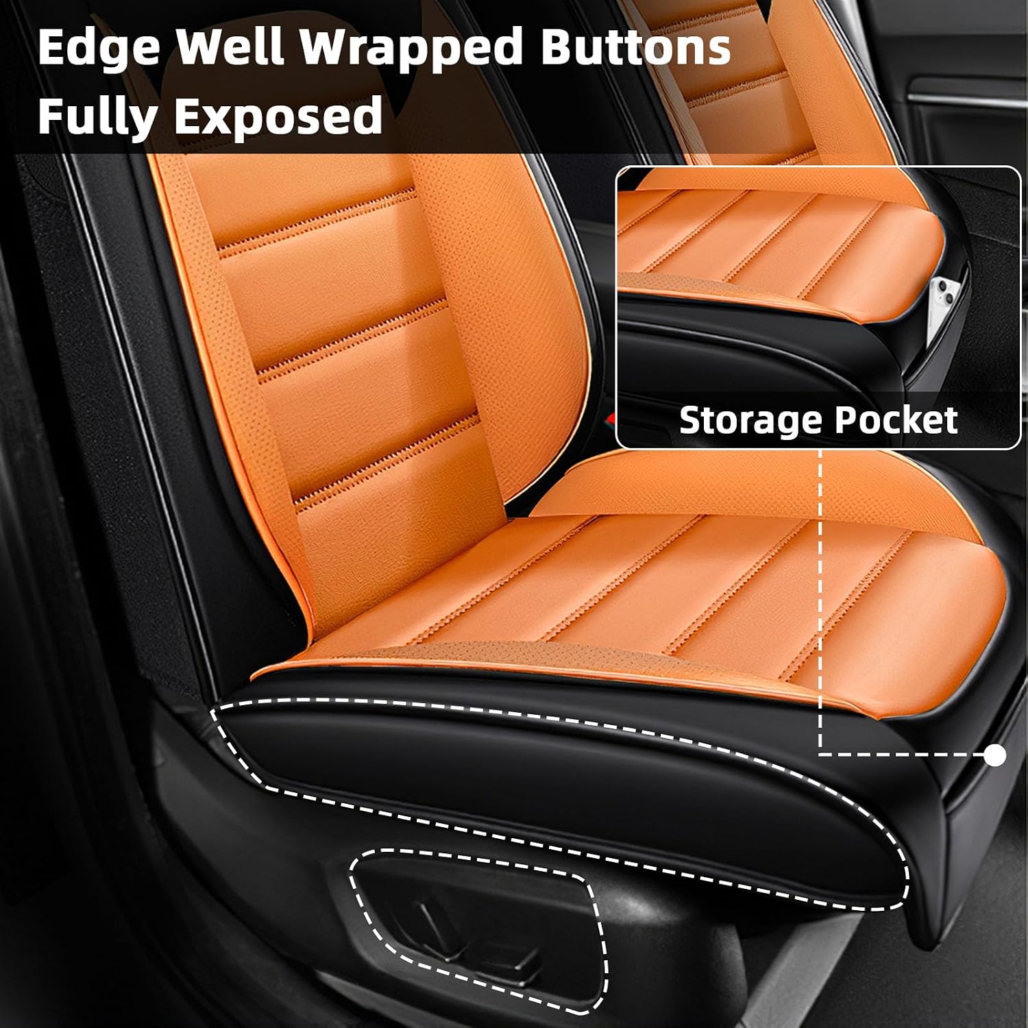 Car Seat Cover Fit for Honda Pilot 2003-2025,Compatible Airbag Non-Slip Waterproof Seat Cover,Car Seat Protector Premium Interior (Standard 2 Seats,Black Orange)