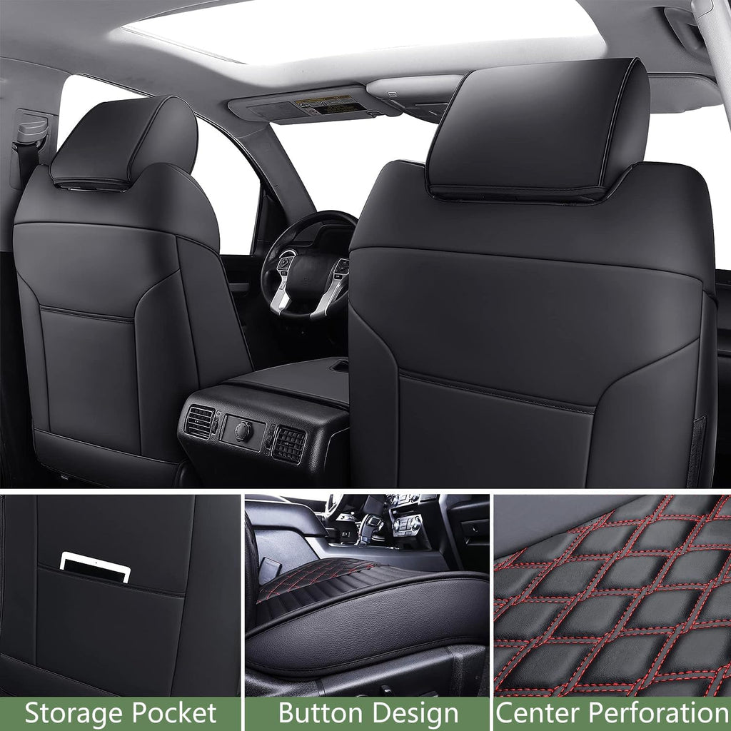 Front Seat Covers for Jeep Grand Cherokee 2011-2024 2025 2026,2 PCs Luxury Leather Car Seat Cover Waterproof Seat Protectors,Breathable Vehicle Seat Cover Airbag Compatible Cushion(Red Black,)