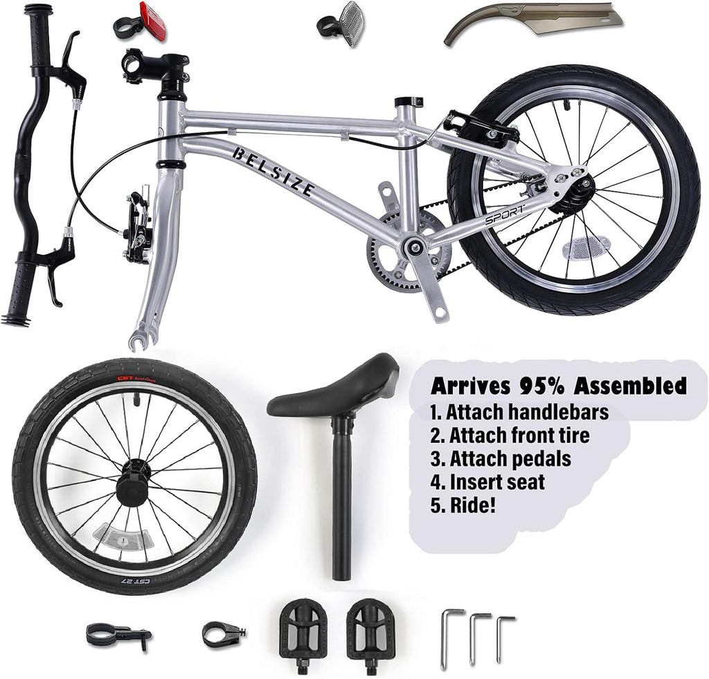 A11N SPORTS BELSIZE 16-Inch Belt-Drive Kid's Bike, Lightweight Aluminium Alloy Bicycle(only 12.57 lbs) for 3-7 Years Old