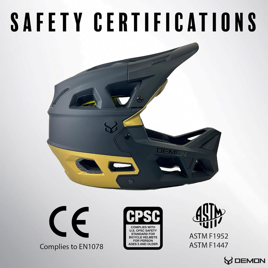 Demon United Podium X MIPS Full Face Mountain Bike Helmet- Removable Fit Pad Options- Advanced Venting System-Lightweight - Fullface DH BMX MTB Helmet