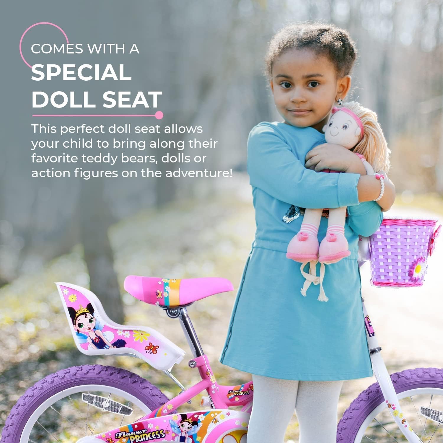 Titan Girls BMX Bike for Kids Ages 4-7, 16-Inch Wheels, 9-Inch Frame, Training Wheels, Toy Seat, Doll Basket, Streamers, First Bike, Princess Bicycle, Gift for Girls | for Kids, Training Wheels, Toy Seat, Doll Basket, Streamers, First Bike