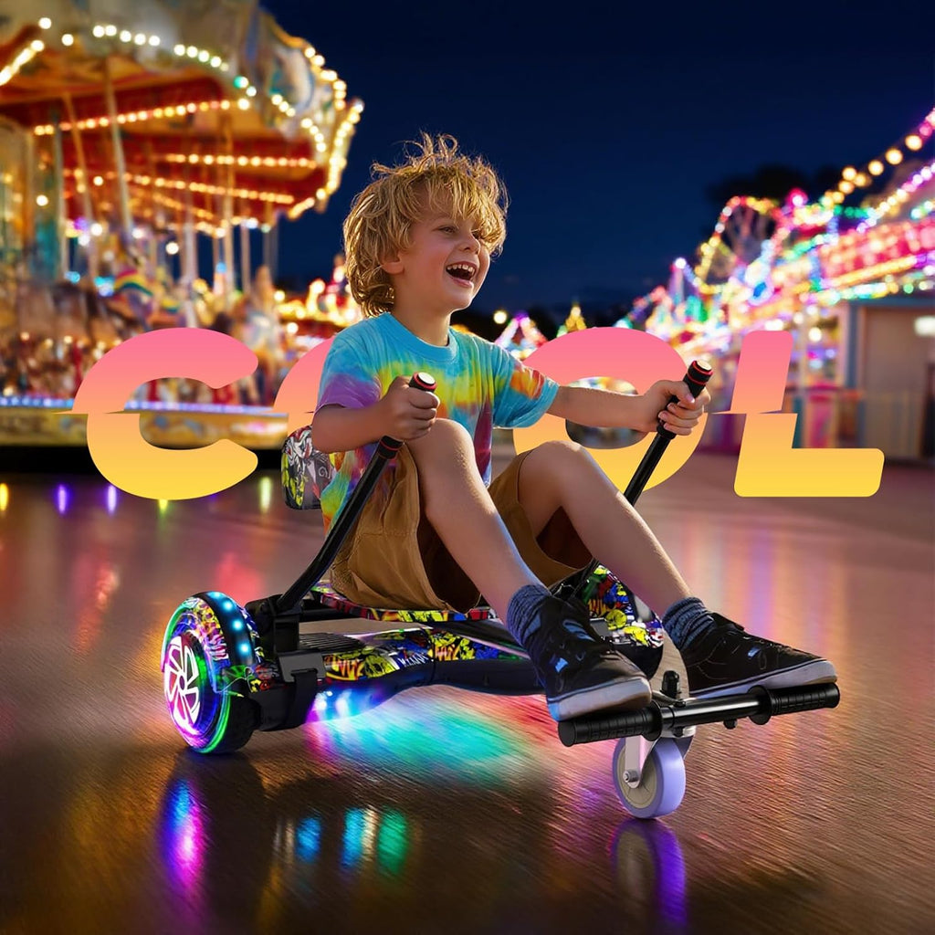 Scooter Seat Attachment, Scooter with Go Kart for Kids Boys Girls Adults, LED Lights, Bluetooth(Include Go-Kart)