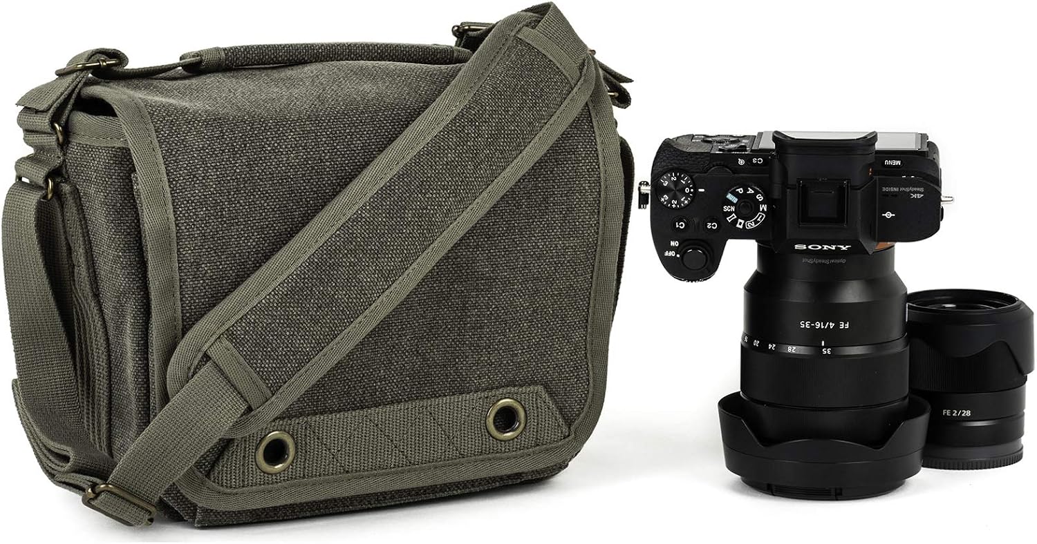 Think Tank Retrospective 4 V2.0 Canvas Shoulder Bag for Mirrorless or Standard DSLR Cameras and Photo Accessories - Pinestone - X-Small