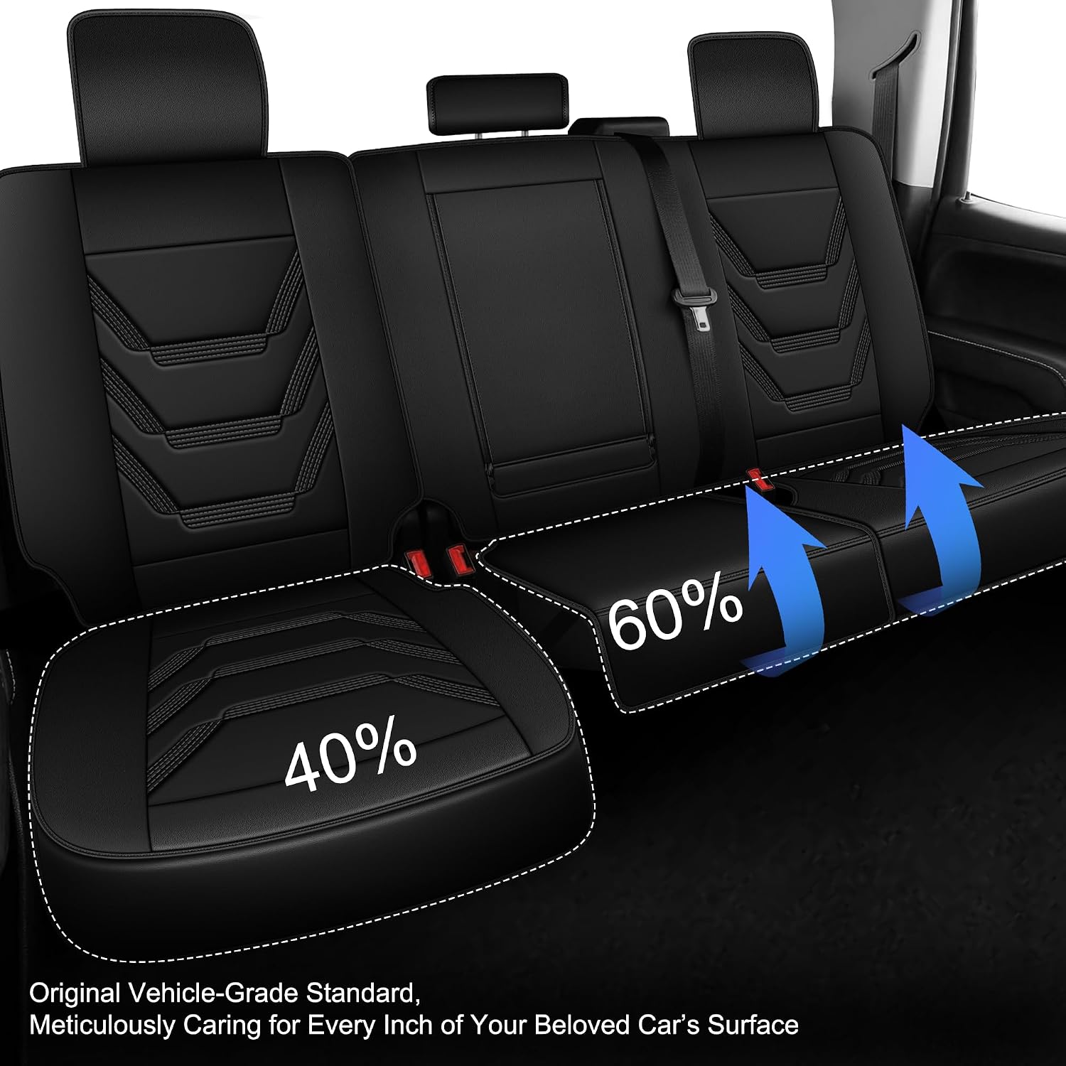 Seat Covers Fit for Truck Chevy Silverado GMC Sierra 1500/2500/3500HD Trail Boss Z71 2007-2025 2026 Double Extended Cab Waterproof Faux Leather Protectors(5 Seats,Black)