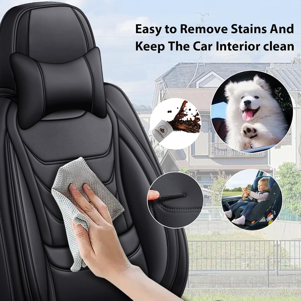 Fit for Lexus GX 460 2010-2023 Custom Seat Covers, PU Leather Car Seat Covers, Full Coverage Protection, Thick Cushioning Seat Protectors(Luxury Full Set/Black)