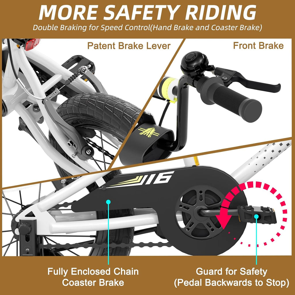67i BMX Toddler Bike with Training Wheels 12/14/16 Inch Kids Bicycle Boys Girls Age 3-8 Durable Steel Frame Adjustable Seat Coaster Brake Bicicleta para Niños