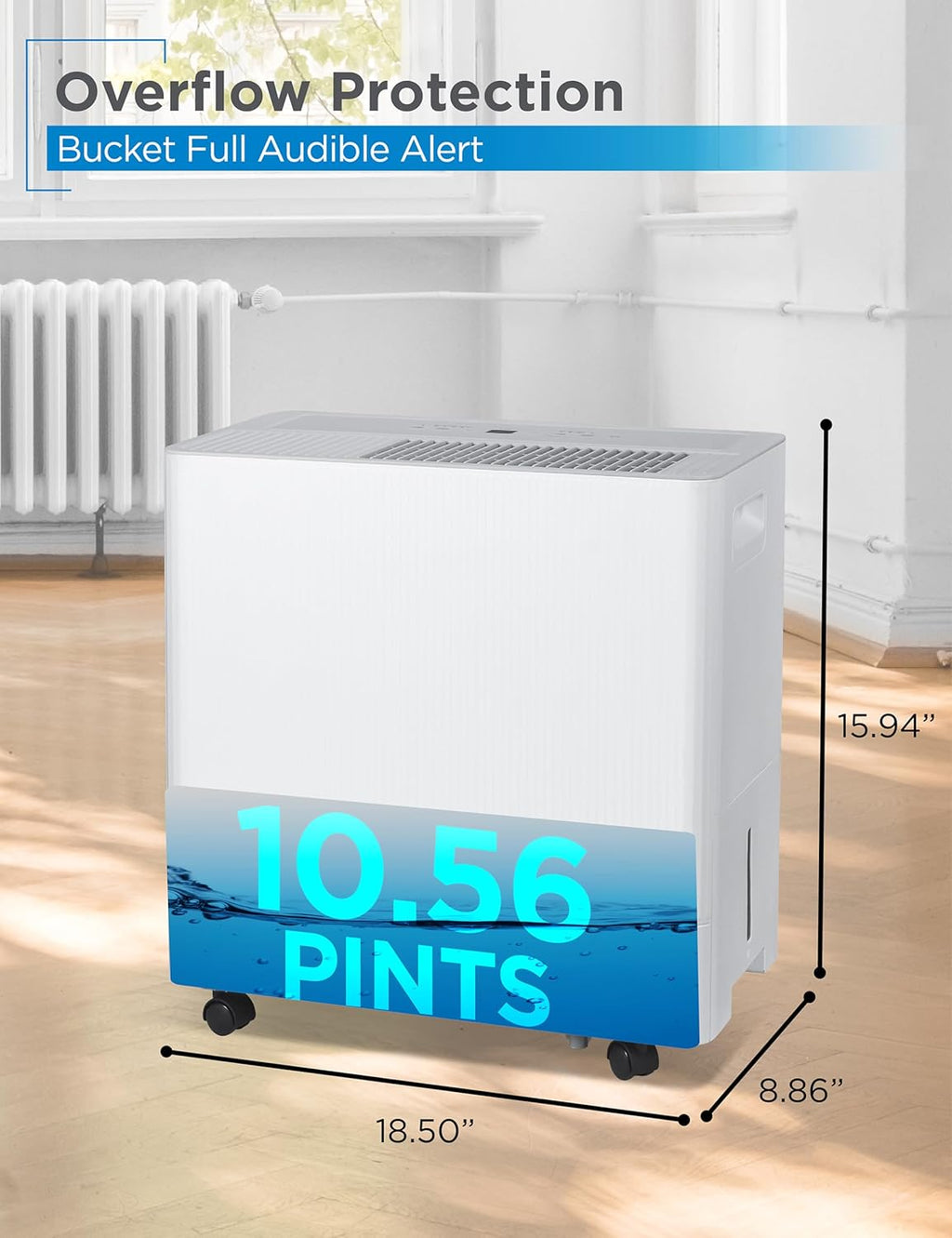 BLACK+DECKER Portable Dehumidifier, Extracts 36.39-Pint Per 24-Hours, Dehumidifier for Home up to 3000 Sq. Ft. Coverage, 10.56-Pint Bucket, Energy Star 6.0 Certified, BDM36WCDA, White