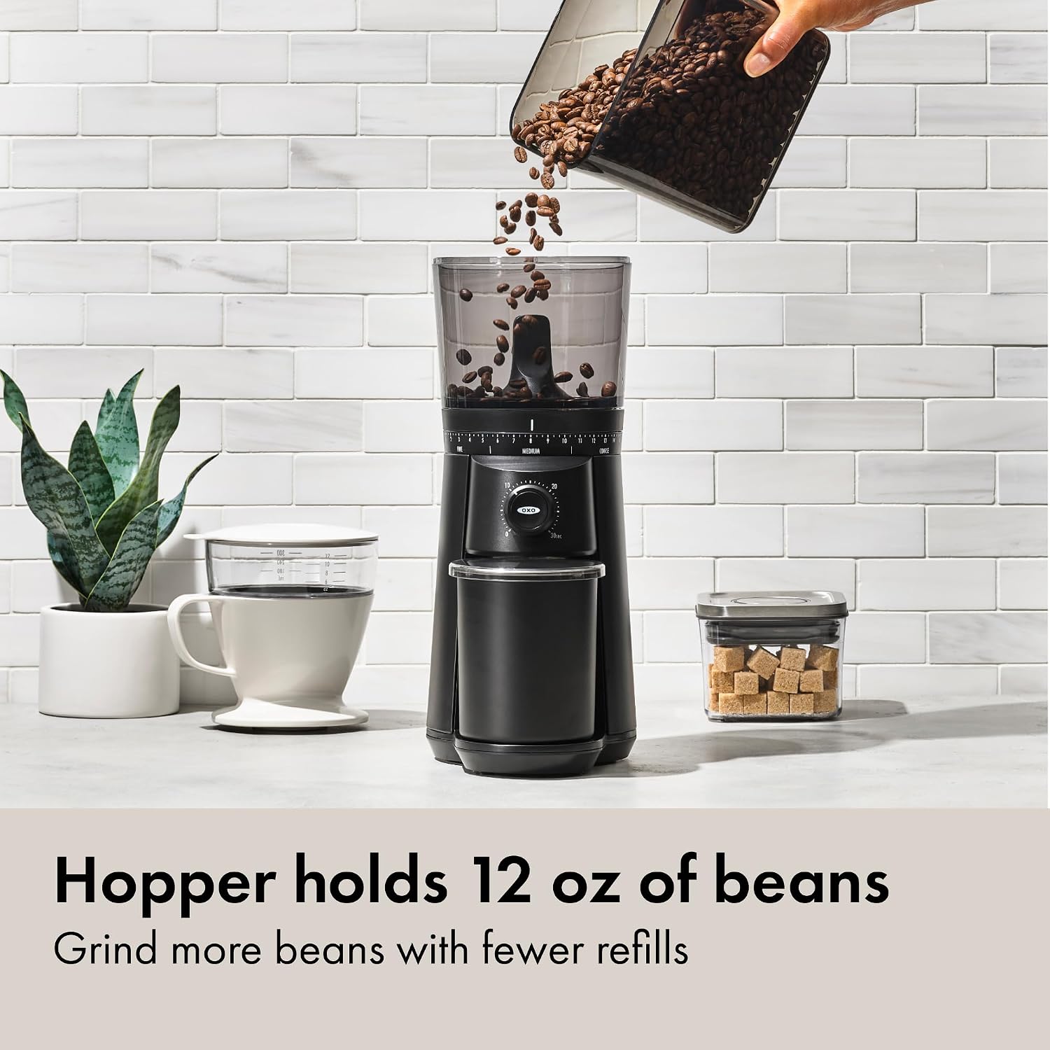 OXO Brew Conical Burr Grinder - Matte Black, Stainless Steel Burrs, One-Touch Automatic Smart Grind