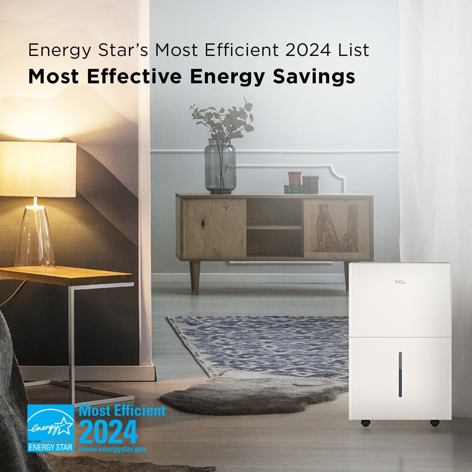 TCL 2000 Sq. Ft. Smart Dehumidifier, Energy Star Most Efficient 2024, Ultra-compact, 25 Pints Per Day, Ideal for Basements, Rooms, and Other Living Spaces, Works with Alexa/Google Assistant – H25D44W