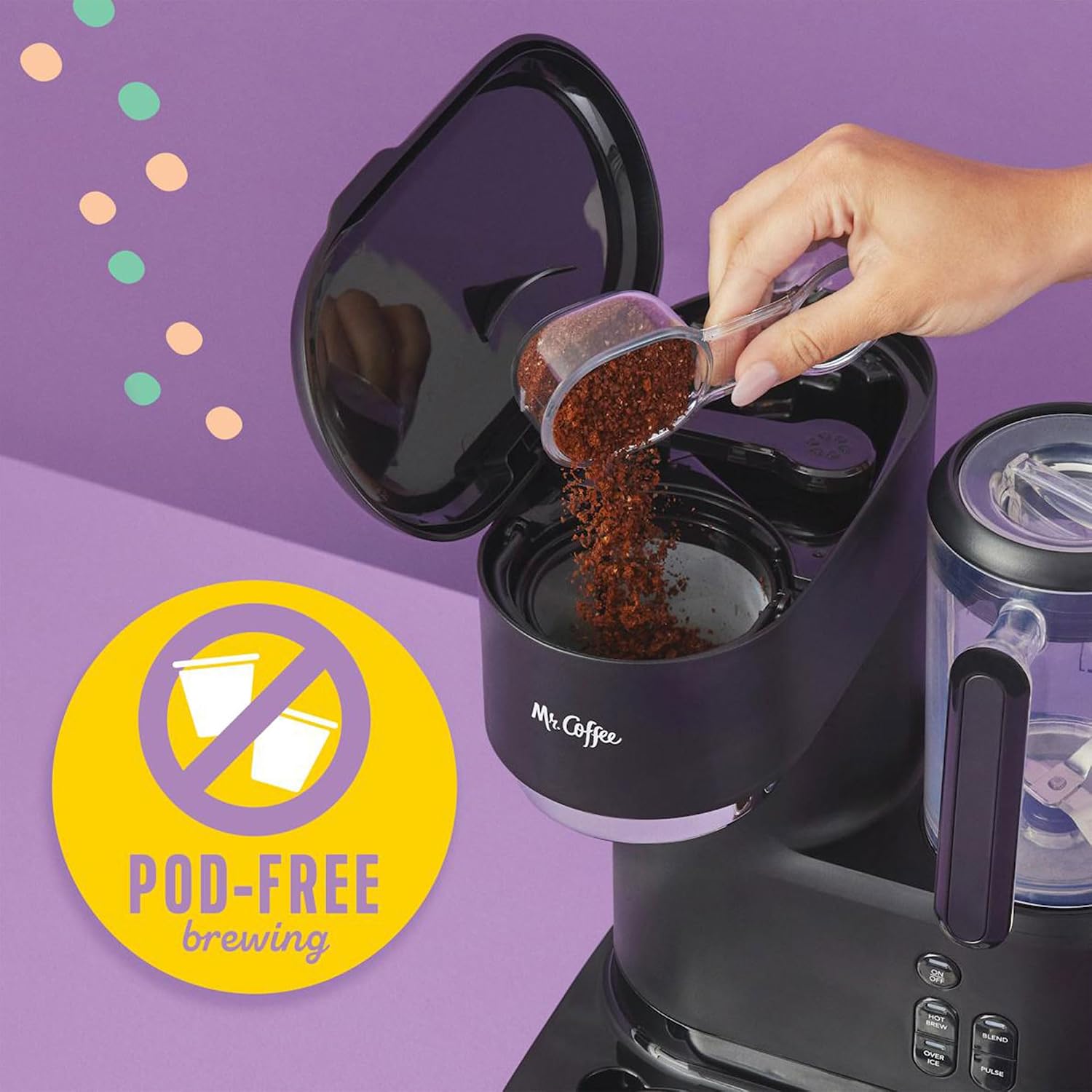 Mr. Coffee 3 in 1 Single Serve Coffee Maker, Hot or Iced Espresso and Frappe Machine, Blender, and Reusable Filter for Frozen Drinks or Lattes, Gray