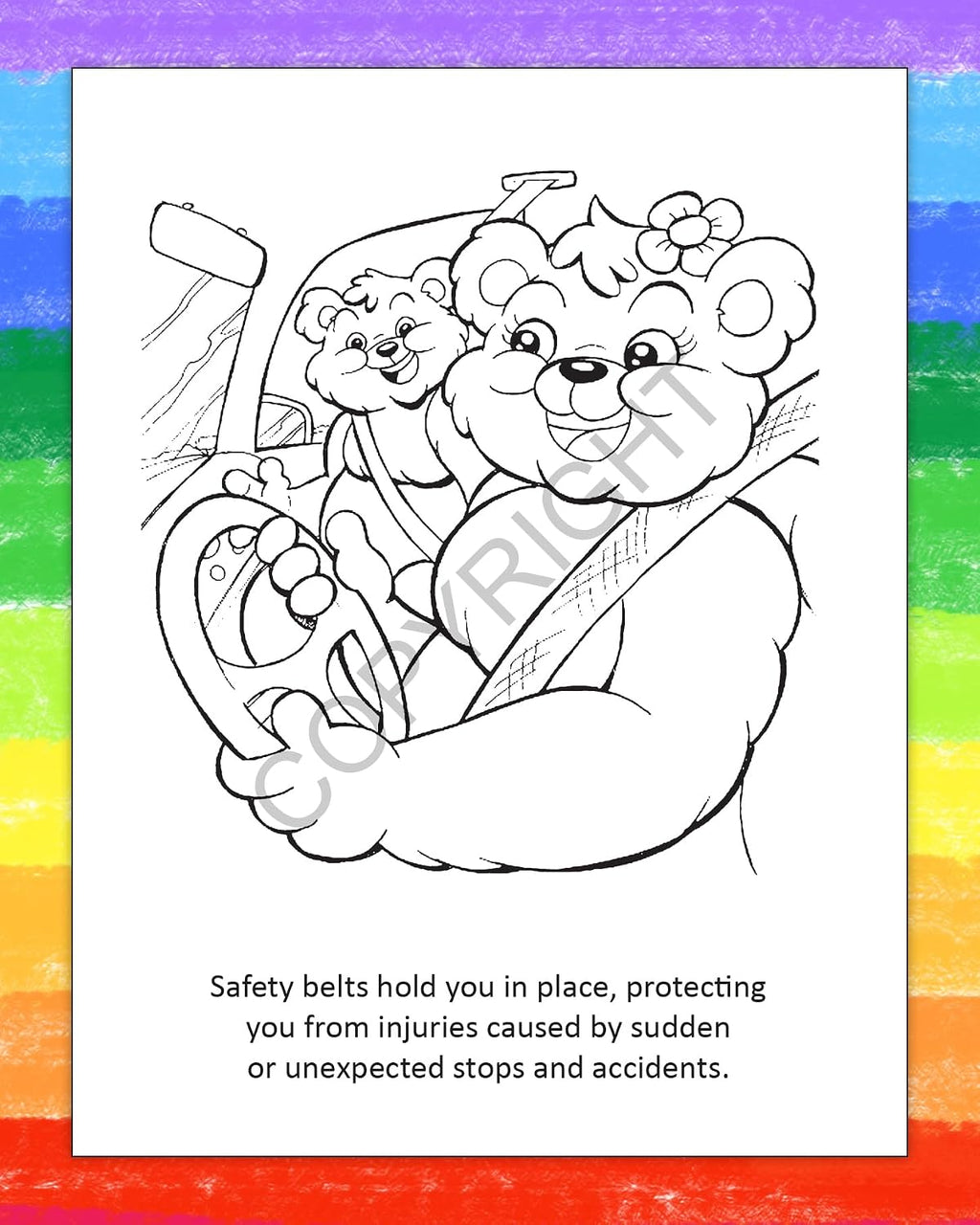 ZOCO – Seat Belt Safety – Custom Promotional Coloring Books (250 Bulk Pack, with Crayons) – Games, Puzzles, Activities to Teach Kids to Buckle Up