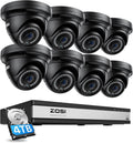 ZOSI H.265+ 4K 16CH PoE Security Camera System, 8 X Wired 5MP (3K) Dome PoE IP Cameras Outdoor Indoor, 16CH NVR with 4TB HDD for 24/7 Recording, 80ft Night Vision, Motion Detection, Remote Access